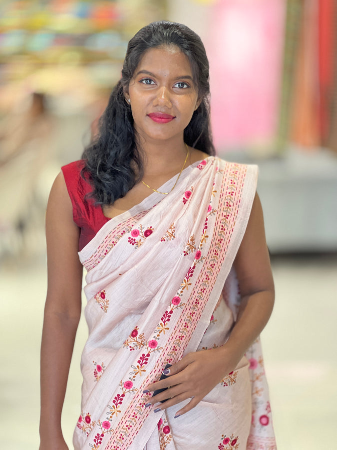 Floral Digital Printed Semi Tussar Saree | SSN348