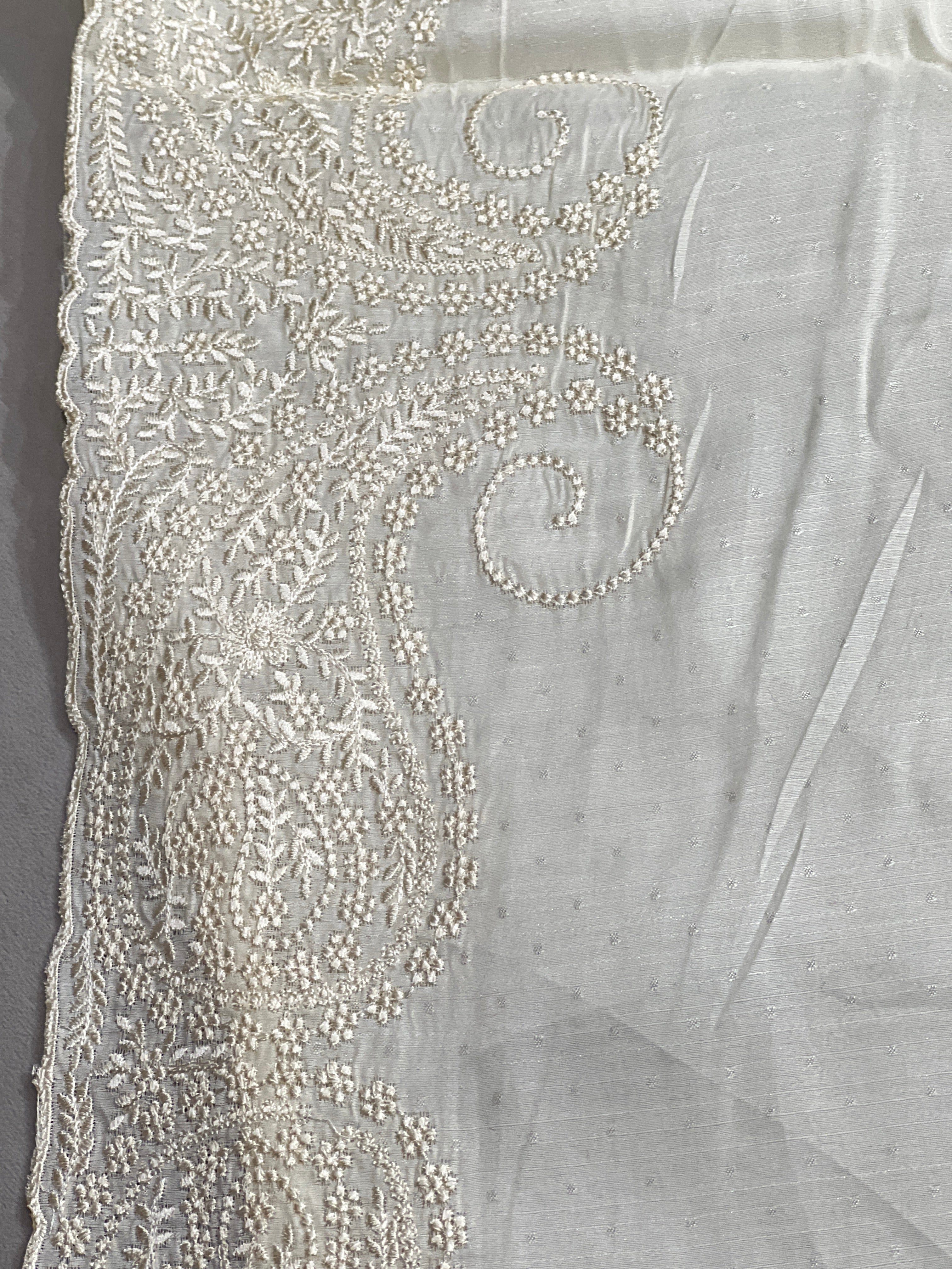 Paisley Embroidery Semi Tussar Saree | SUN521