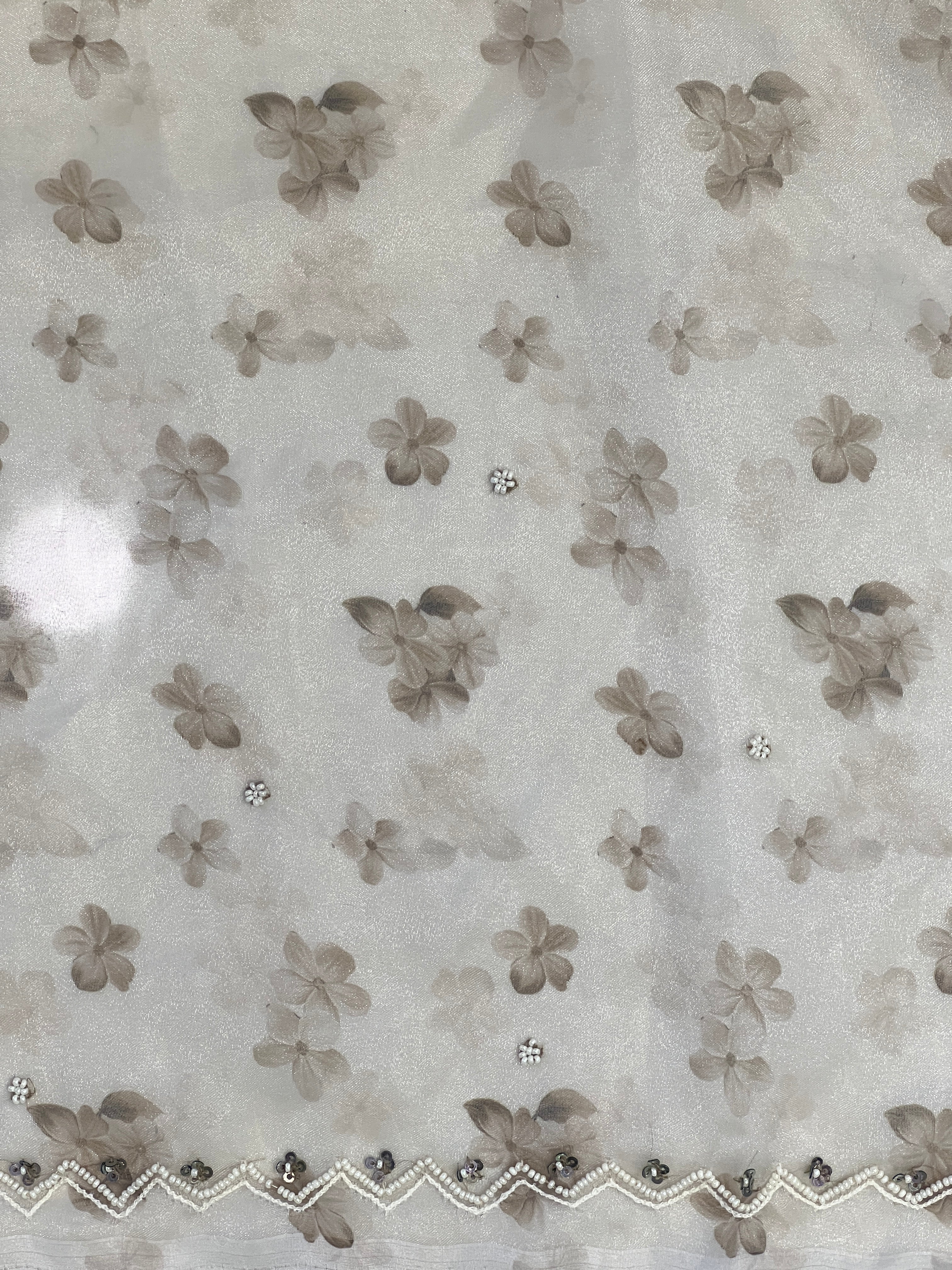 Floral Digital Print With Beads Highlighted Glass Organza Saree | BLD1754