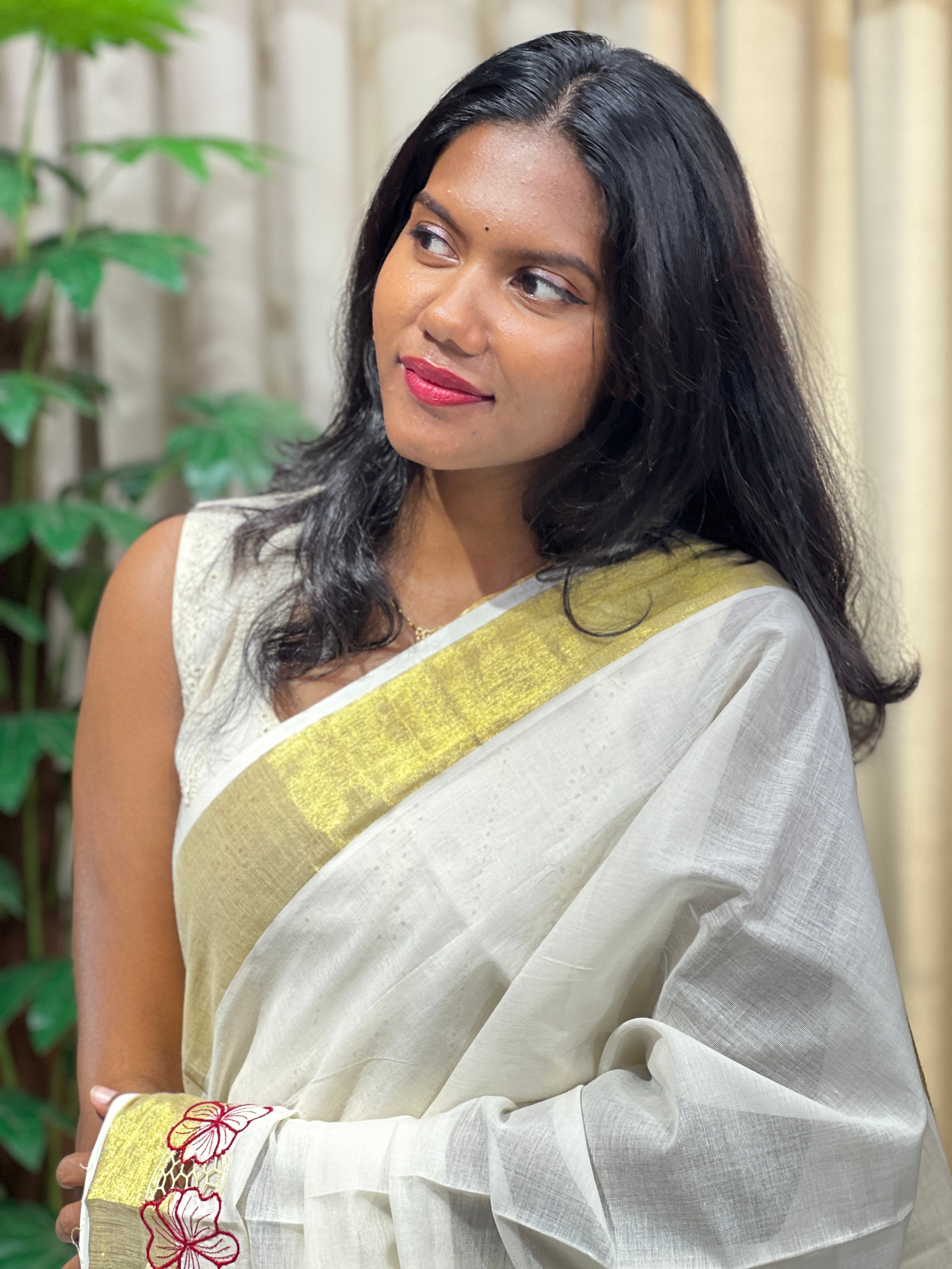 Twine Cutwork Kerala Cotton Saree (Without Blouse) | TC332