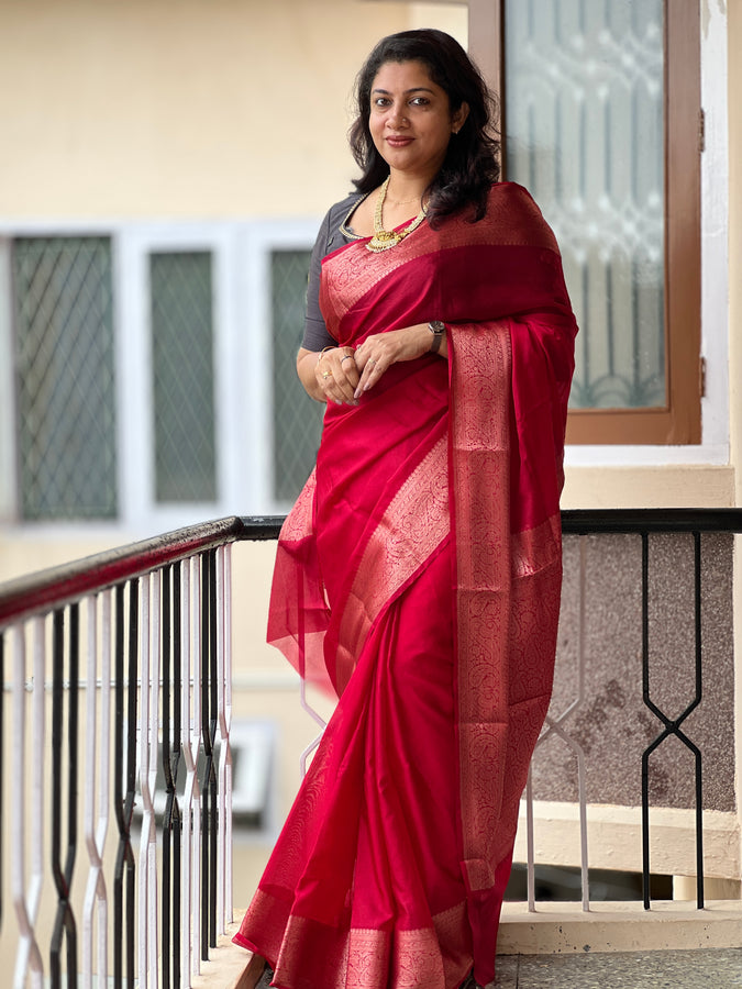 jacquard weaving Border Warm Silk Saree | AL153