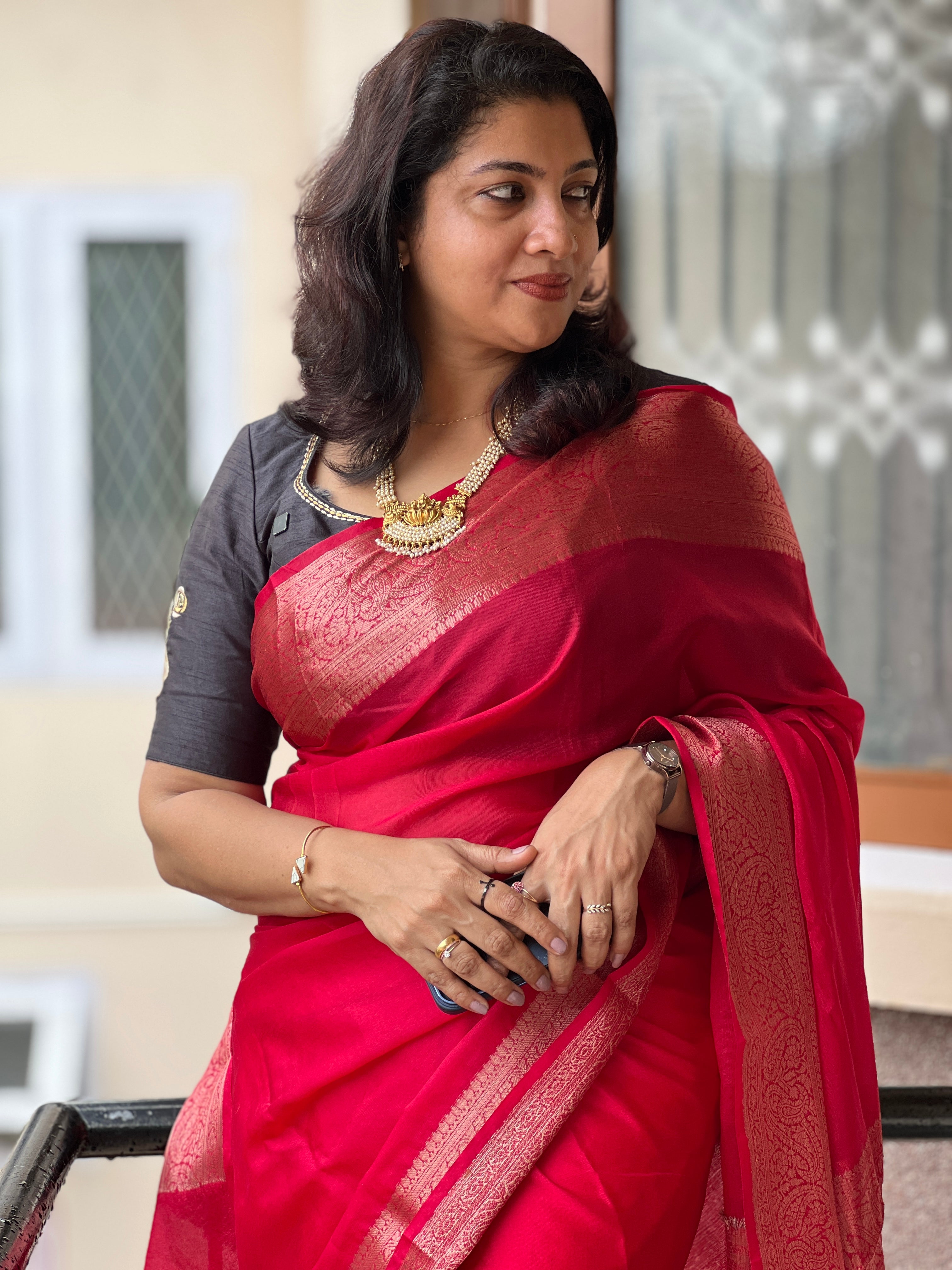 jacquard weaving Border Warm Silk Saree | AL153
