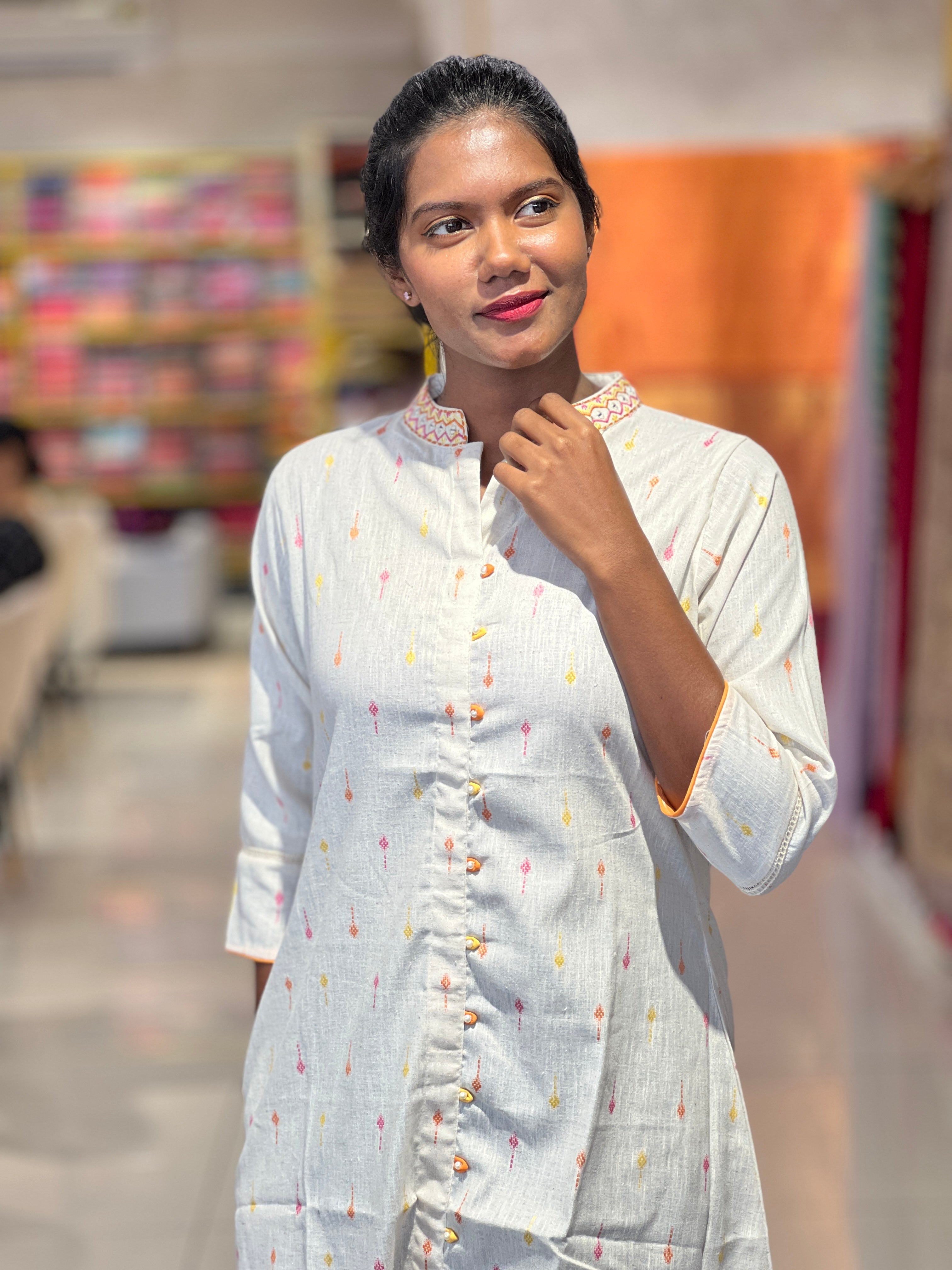 Thread Weaving Kora Cotton Kurta | DVC102
