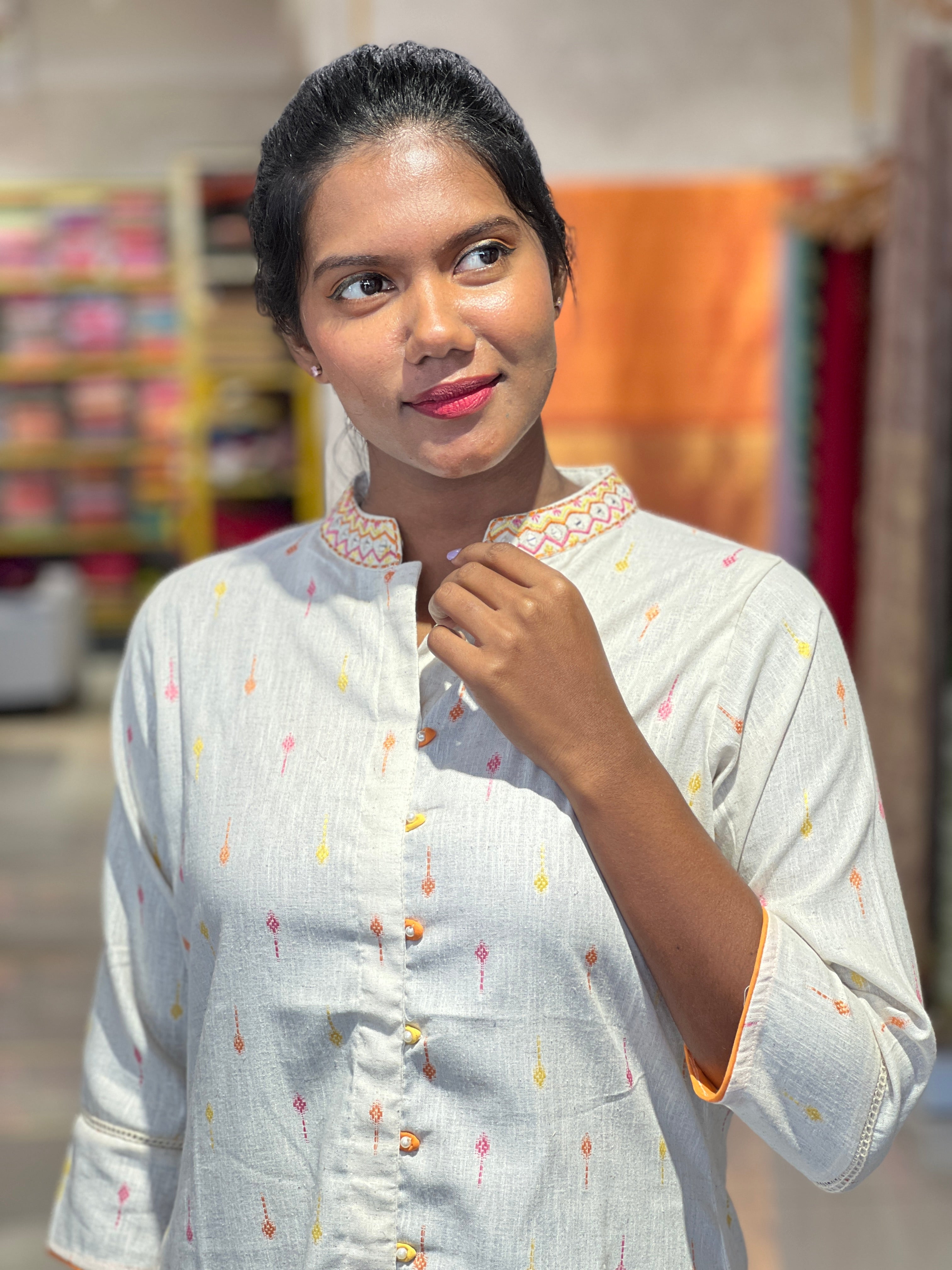 Thread Weaving Kora Cotton Kurta | DVC102