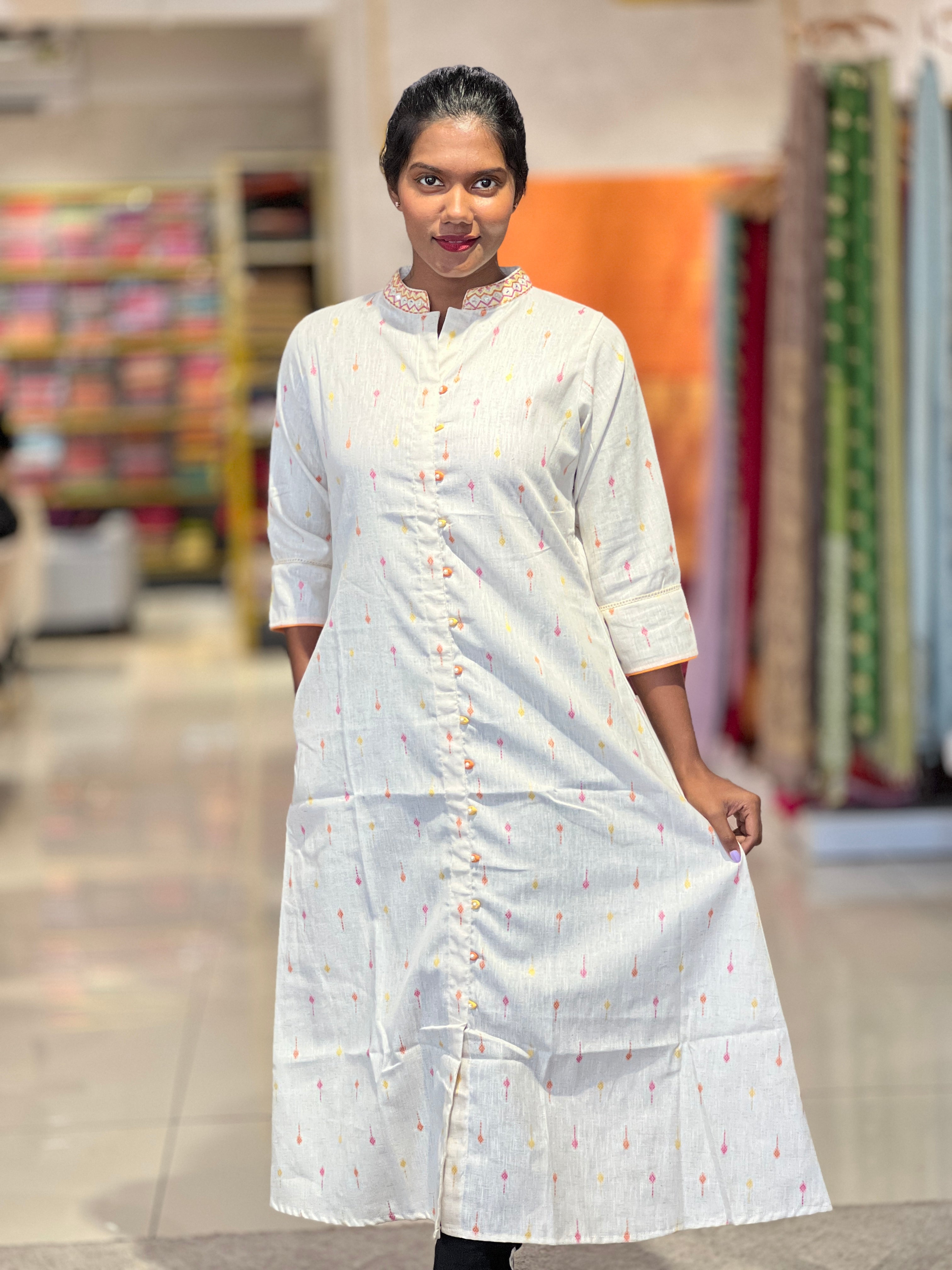 Thread Weaving Kora Cotton Kurta | DVC102