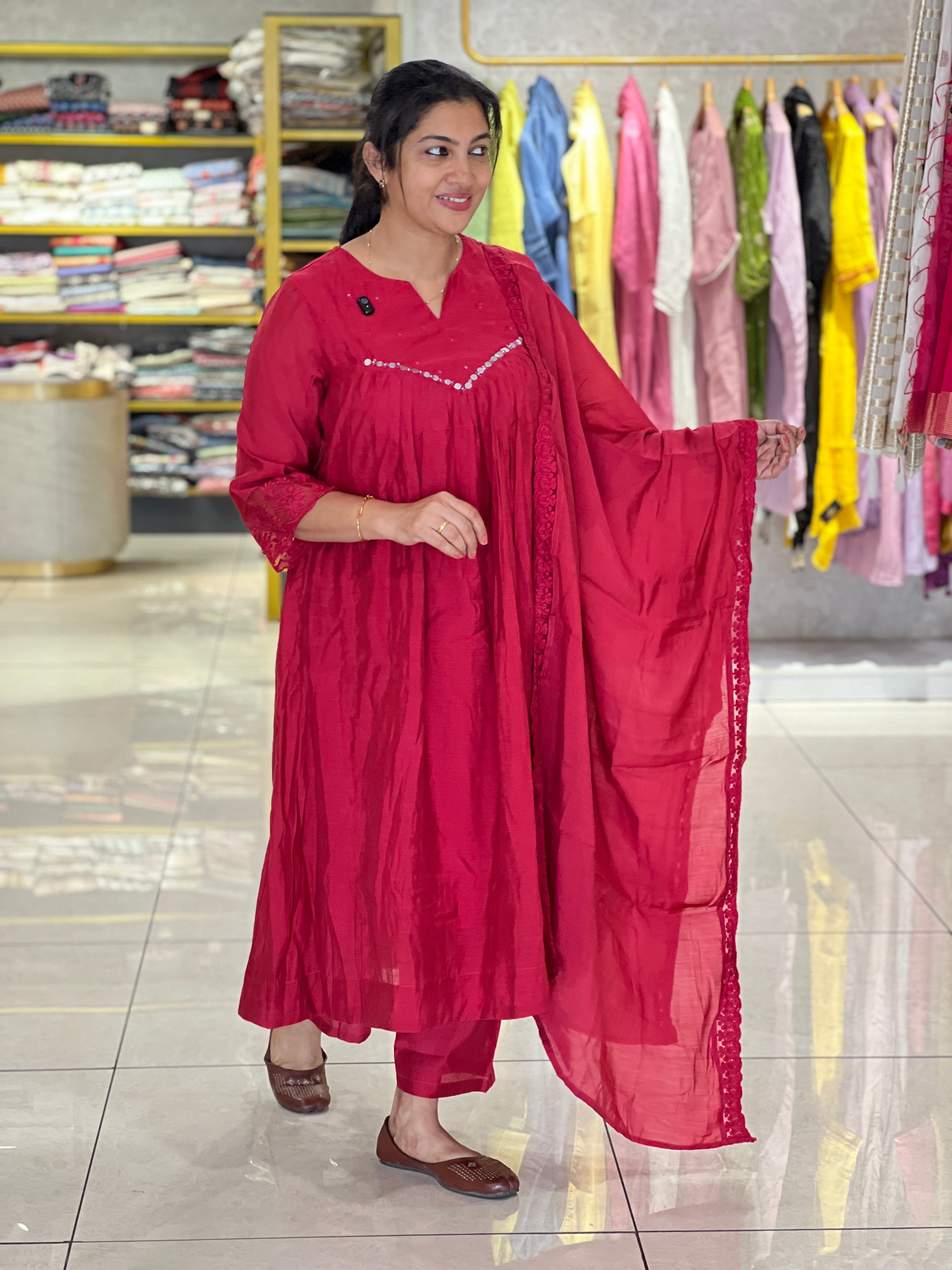 Sequins Detailed Mul Chanderi Kurta Set |ARF103