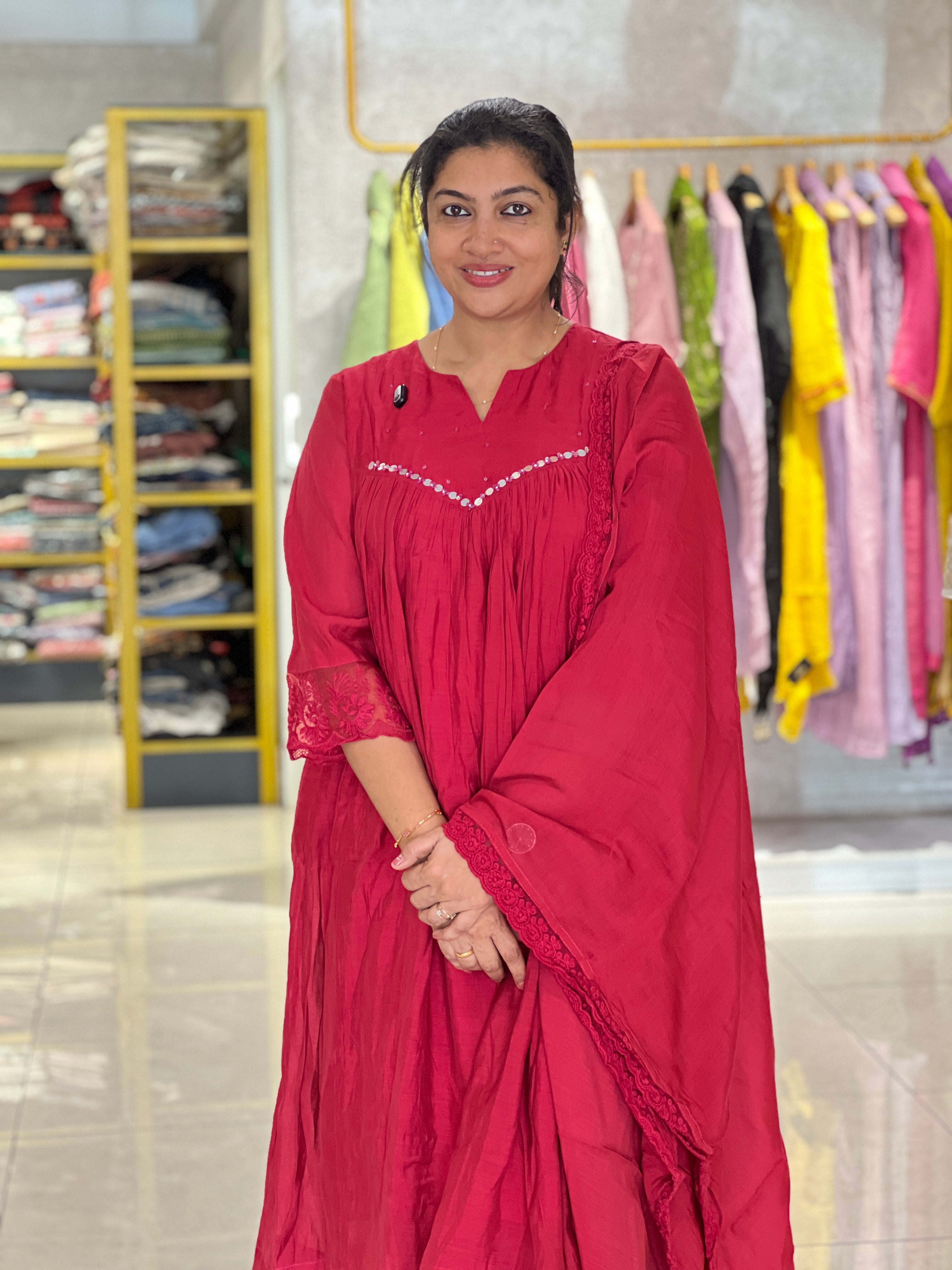 Sequins Detailed Mul Chanderi Kurta Set |ARF103
