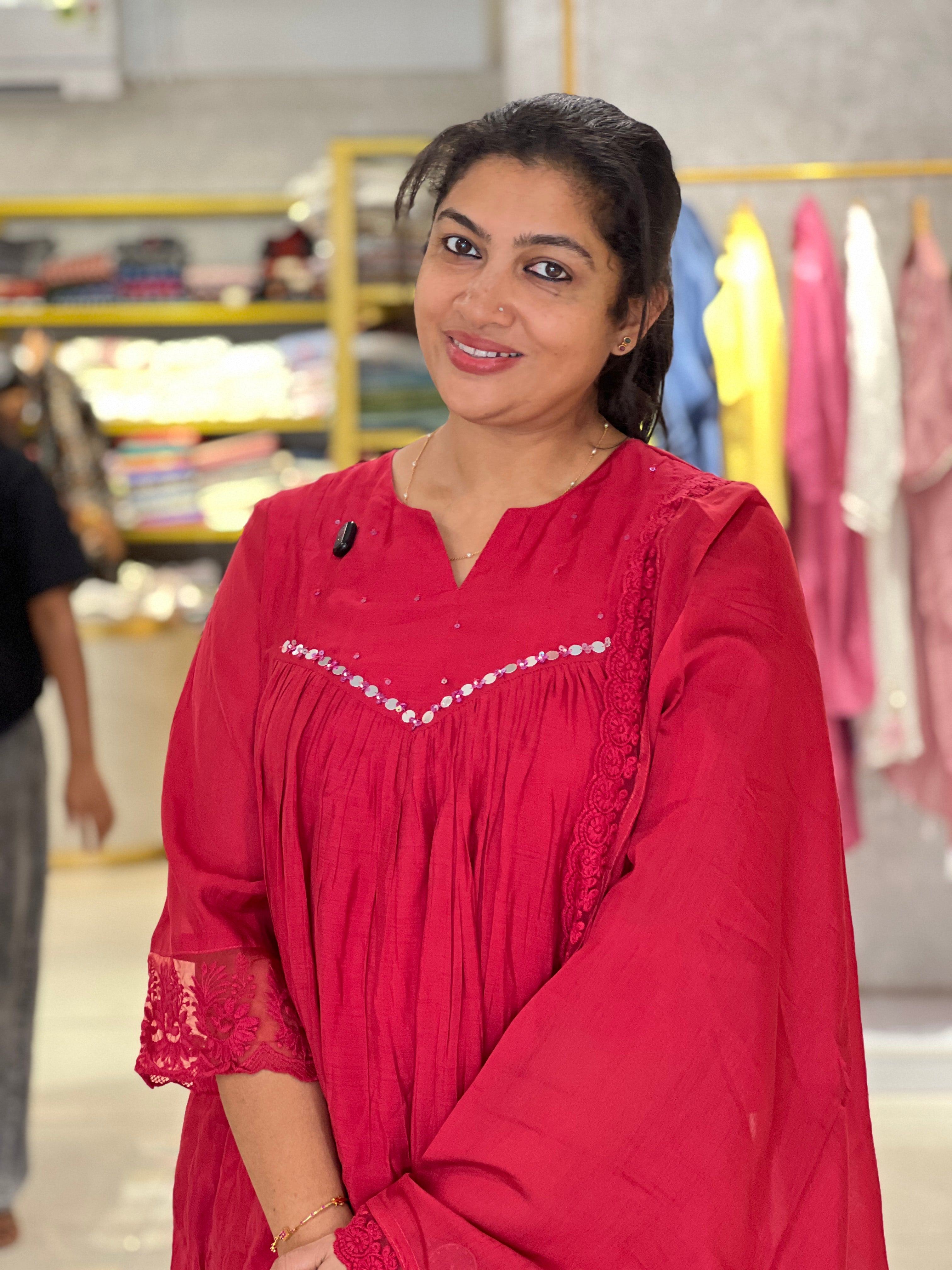 Sequins Detailed Mul Chanderi Kurta Set |ARF103