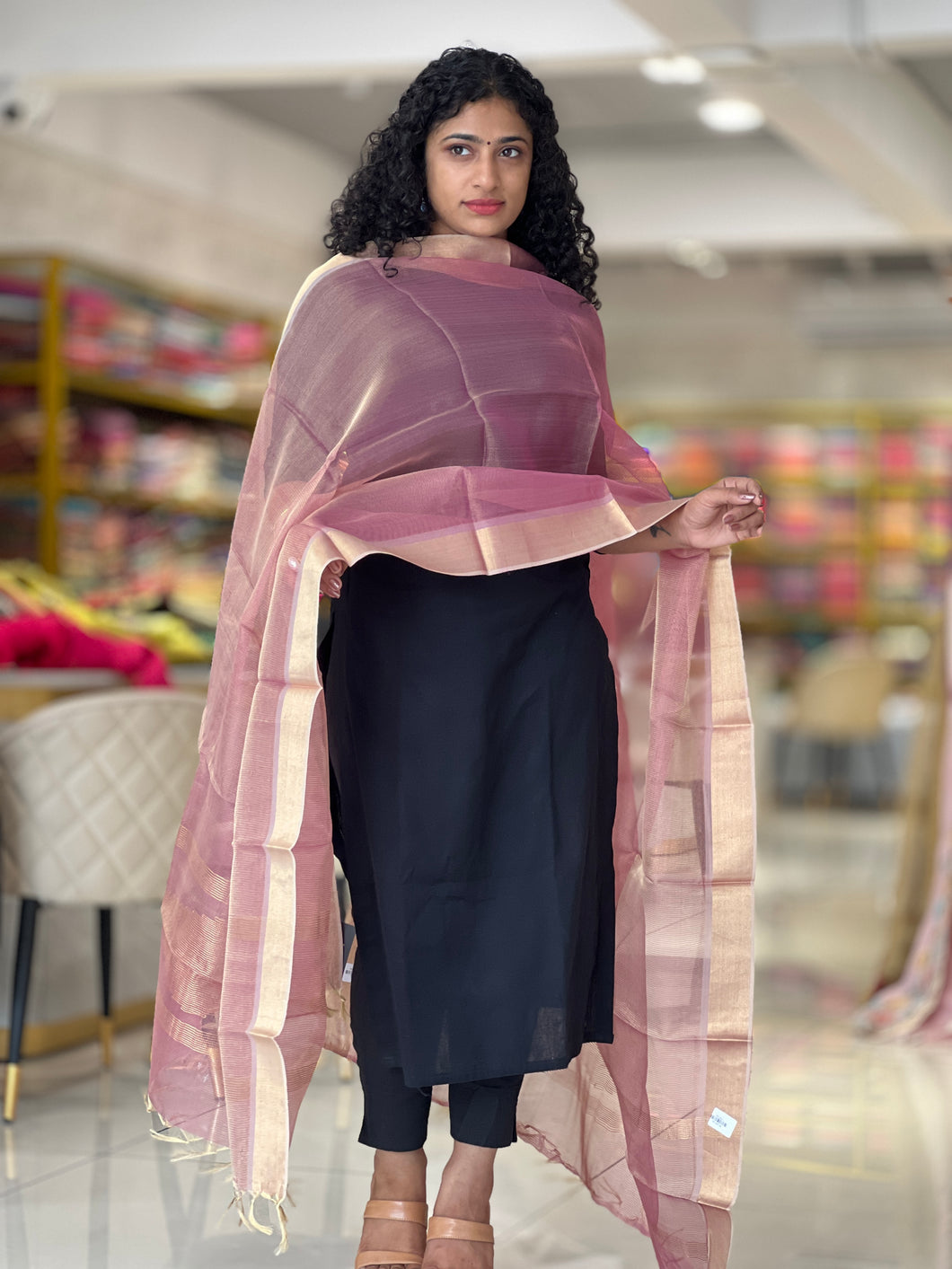 Tissue Dupatta With Zari Borders | TSP128