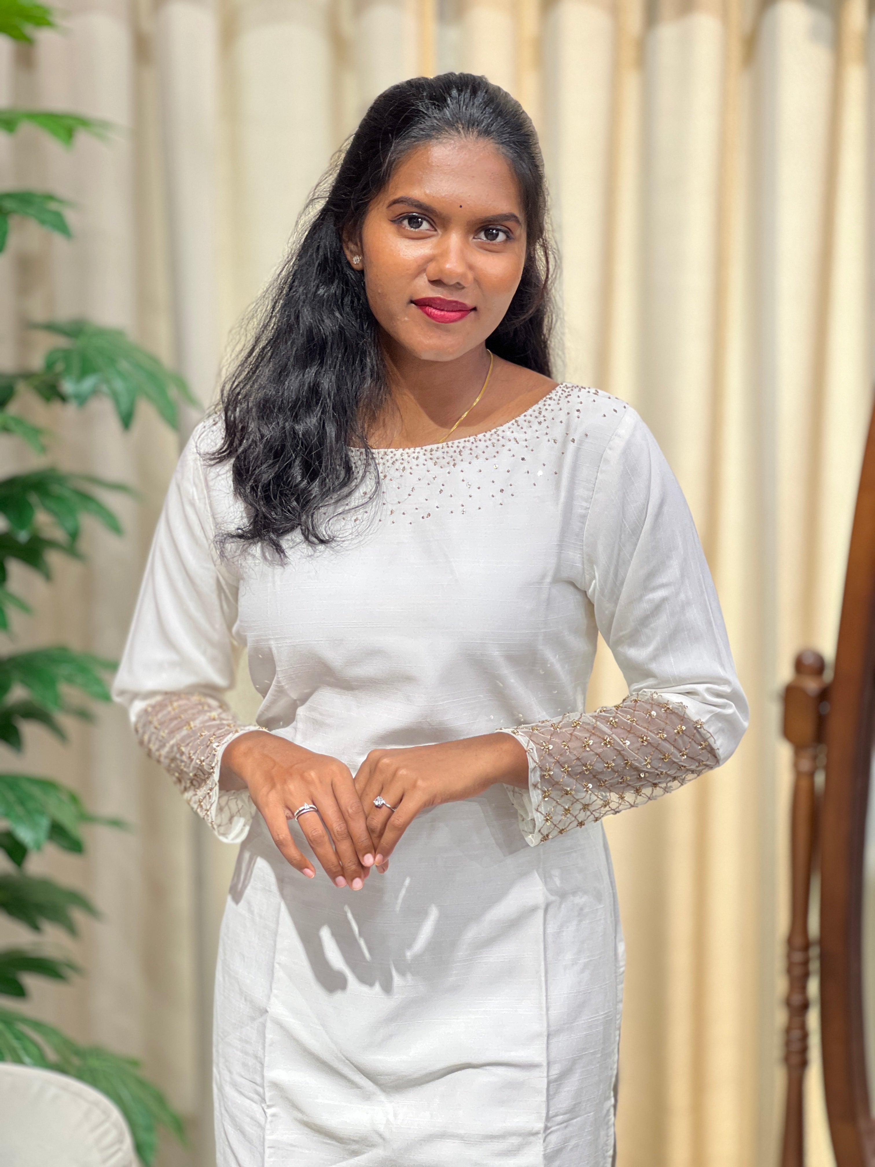 Sugar Beads & Sequins Detailed Raw Cotton Kurta | DNT108