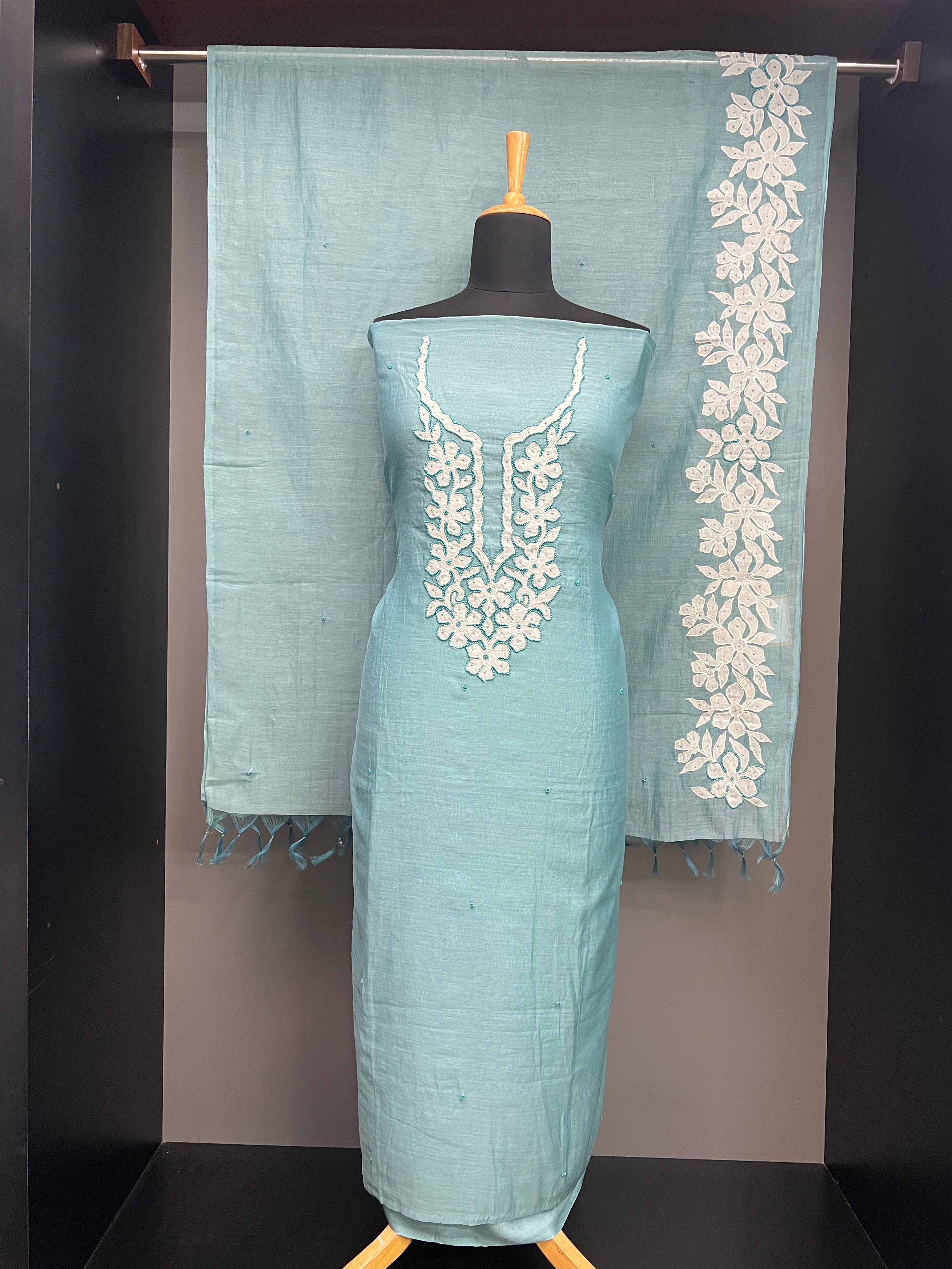 Floral Applique Detailed Chanderi Salwar Set | SGS159