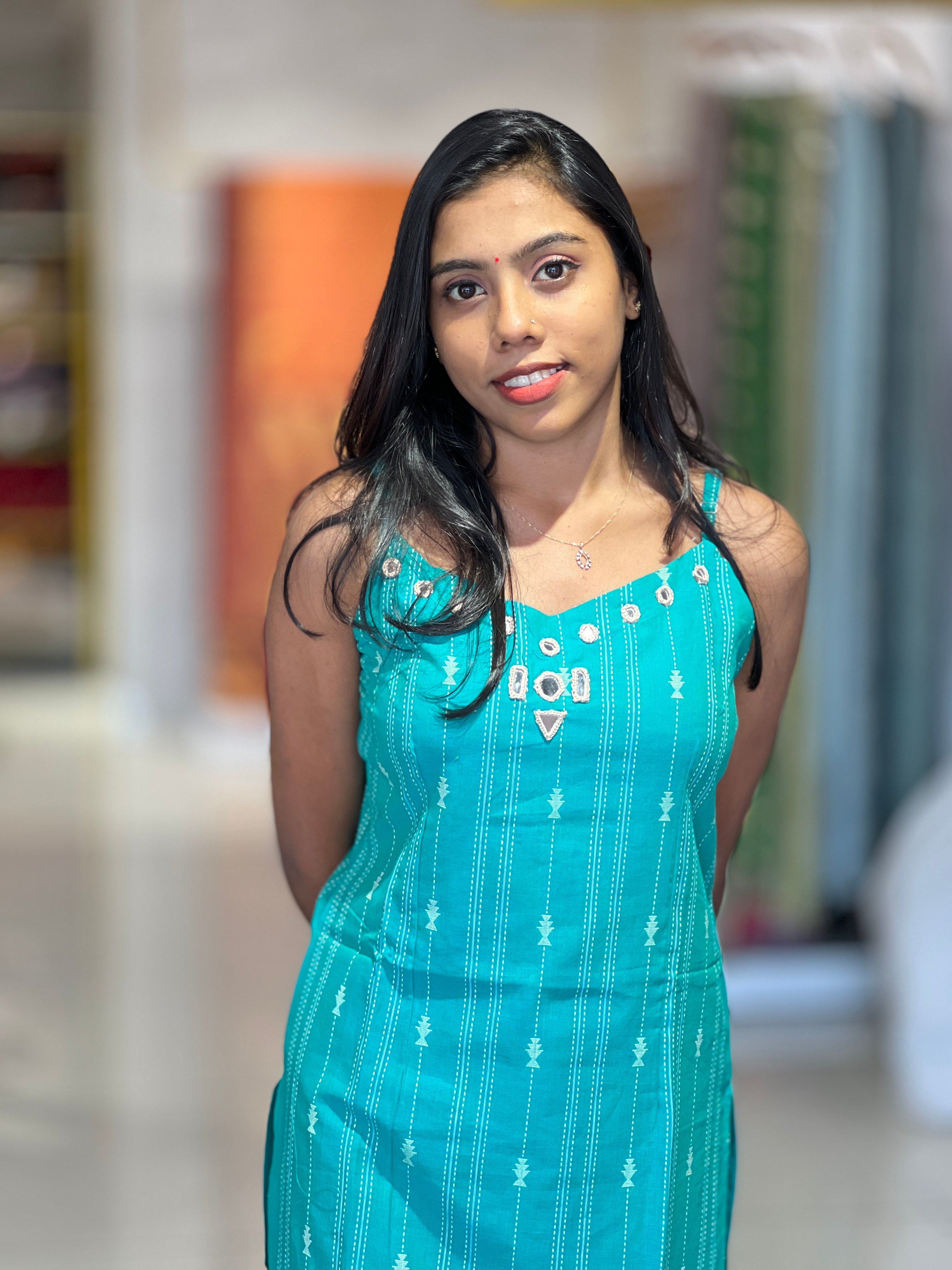 Kantha & Mirror Detailed South Cotton Kurta Top & Bottom | SJL149