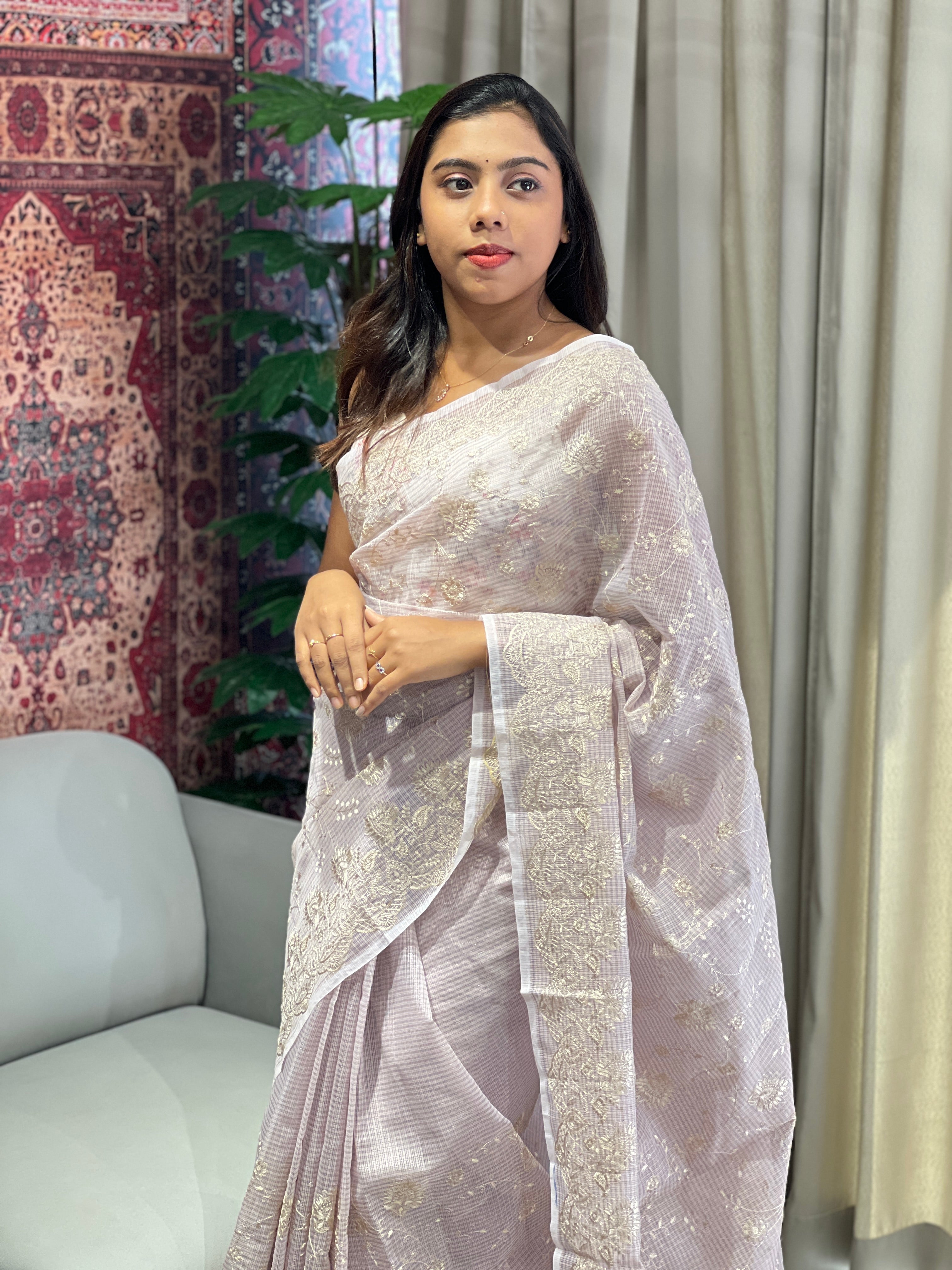 Machine Embroidery Detailed Kota Saree | YNG879