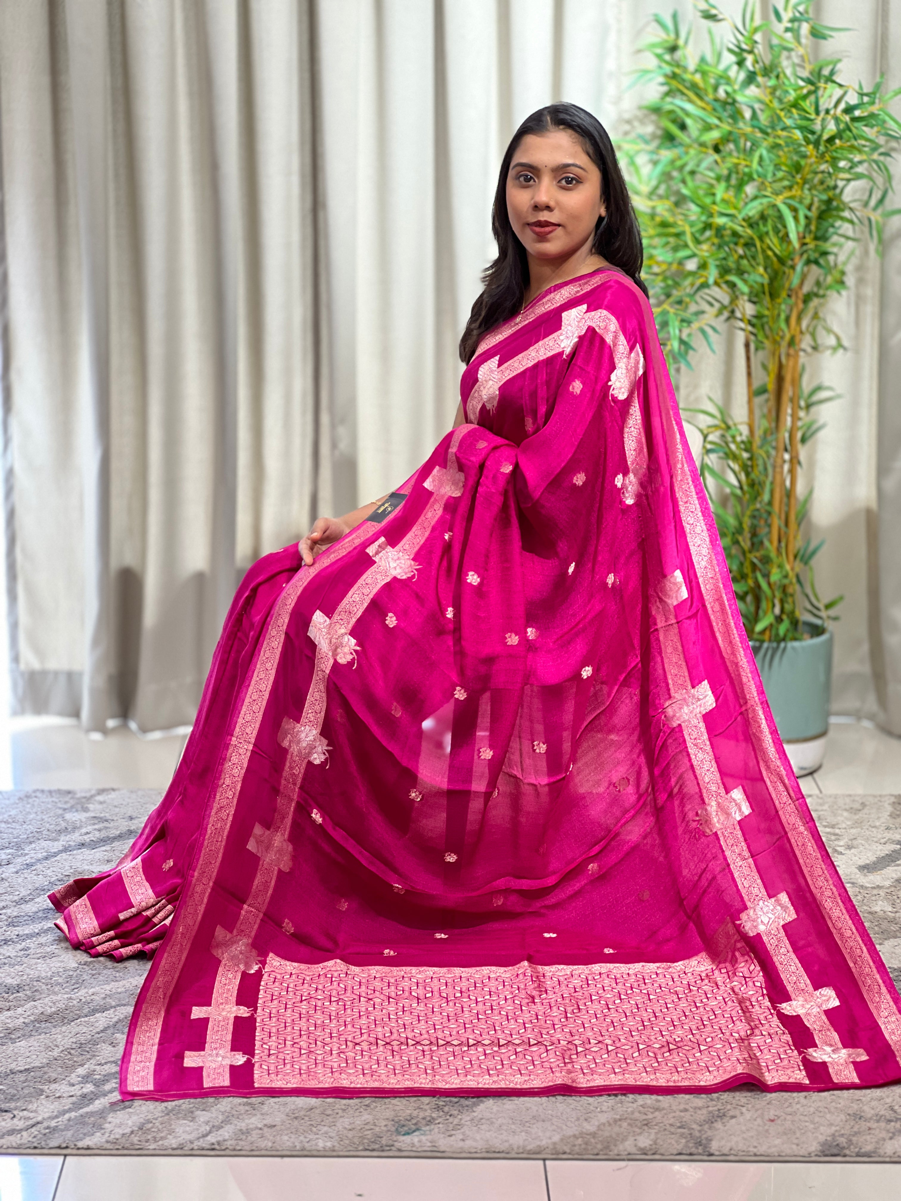Embossed Woven Semi Crepe Saree | RS178