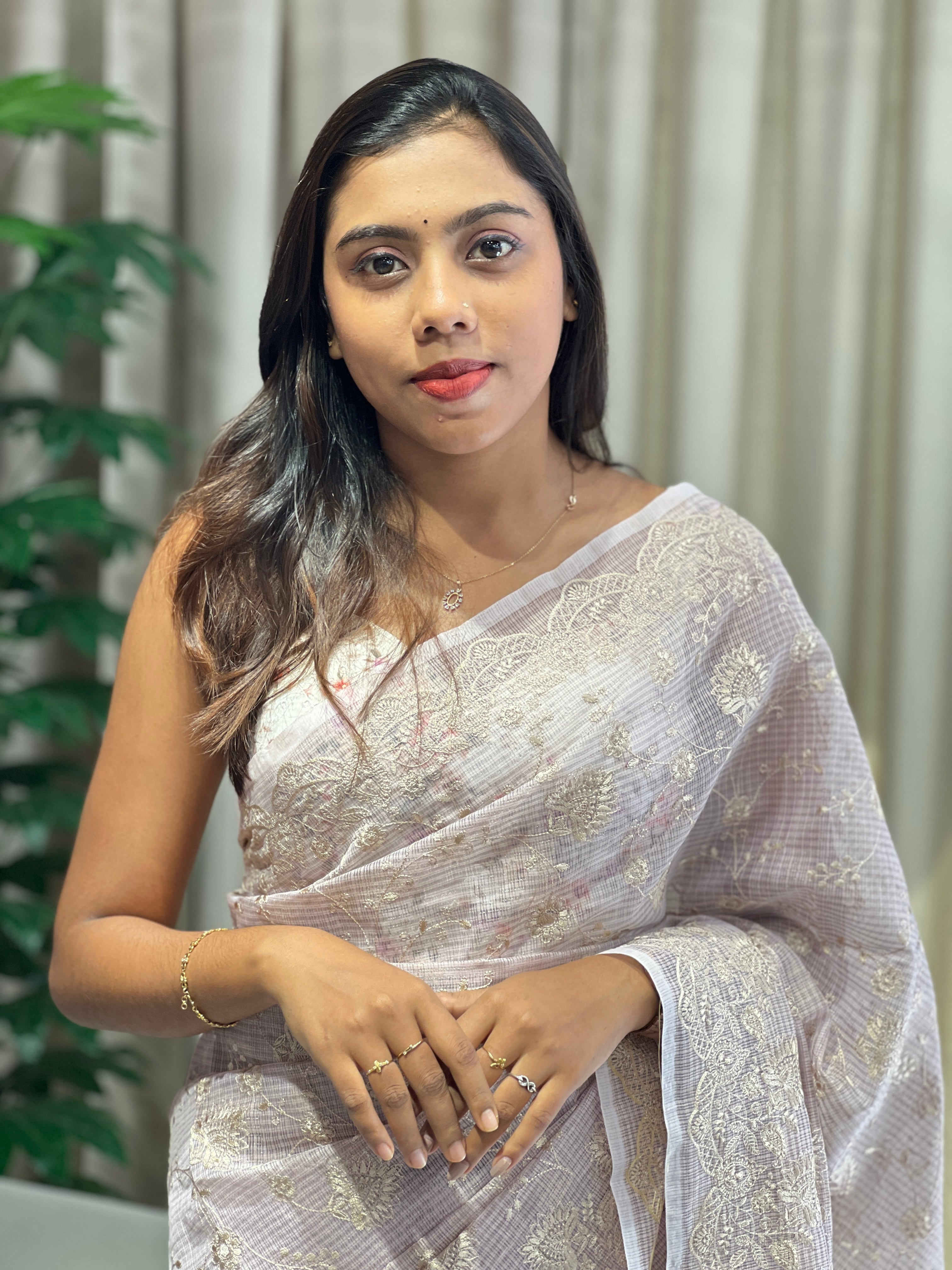 Machine Embroidery Detailed Kota Saree | YNG879