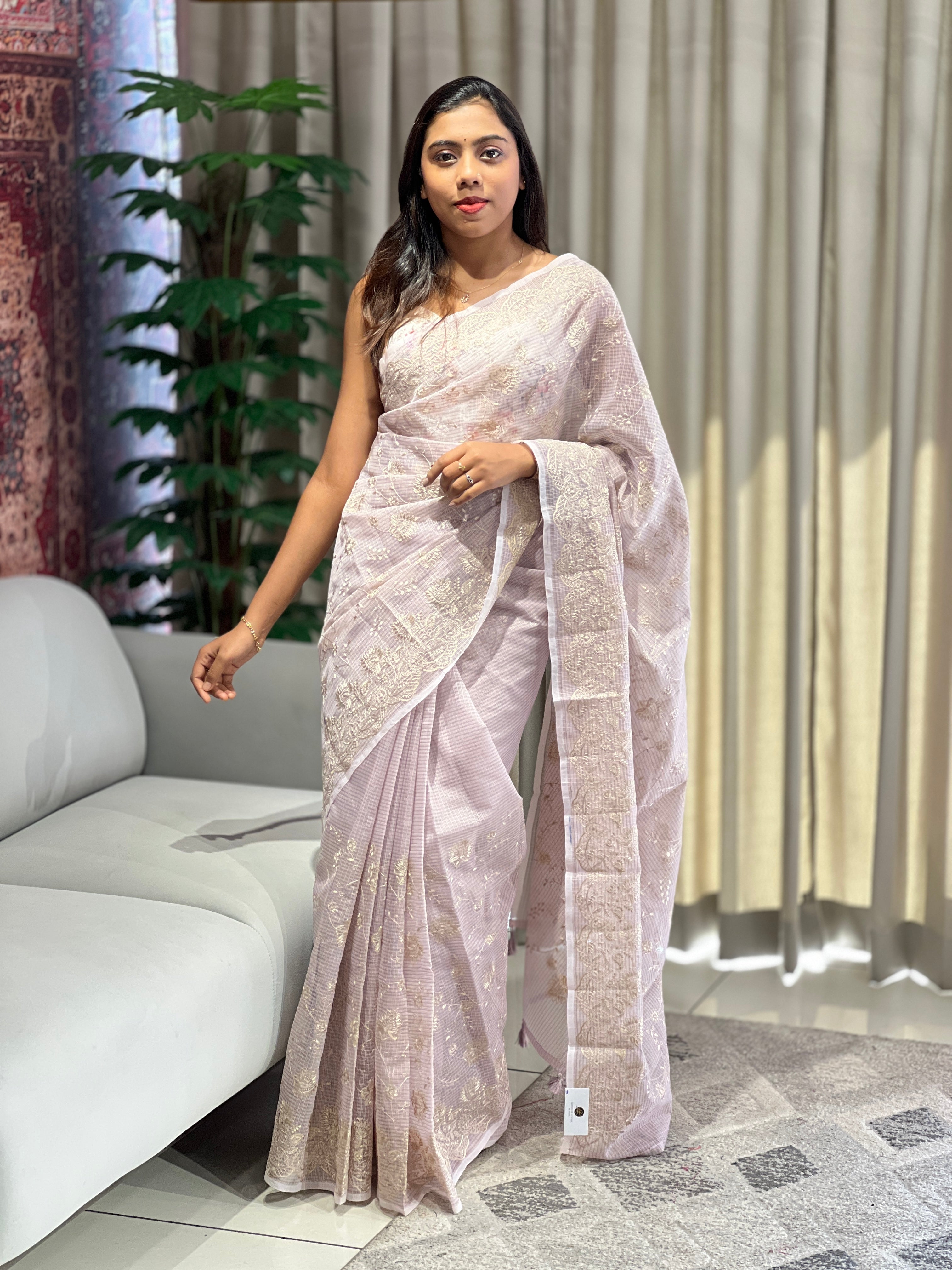 Machine Embroidery Detailed Kota Saree | YNG879