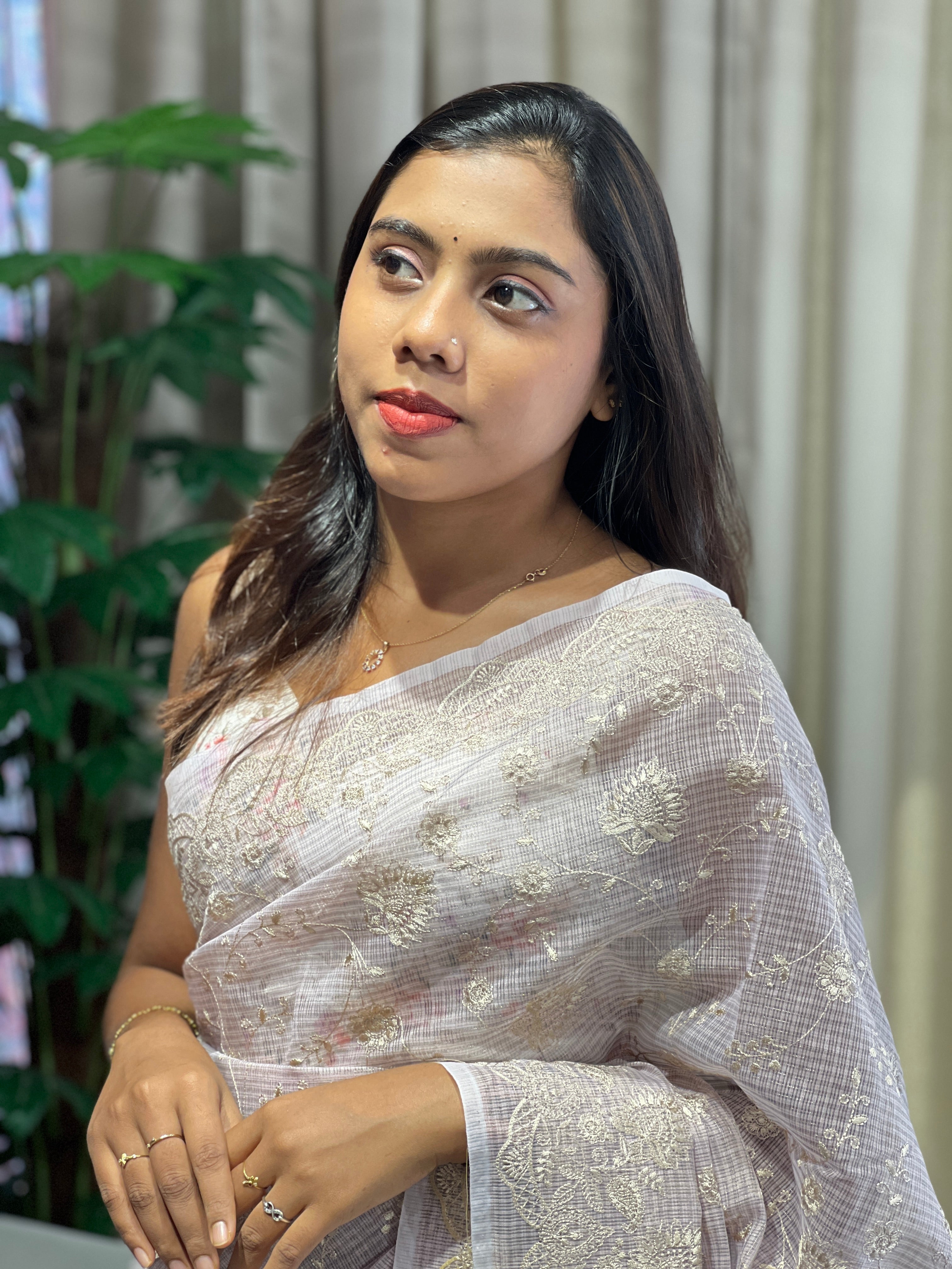 Machine Embroidery Detailed Kota Saree | YNG879