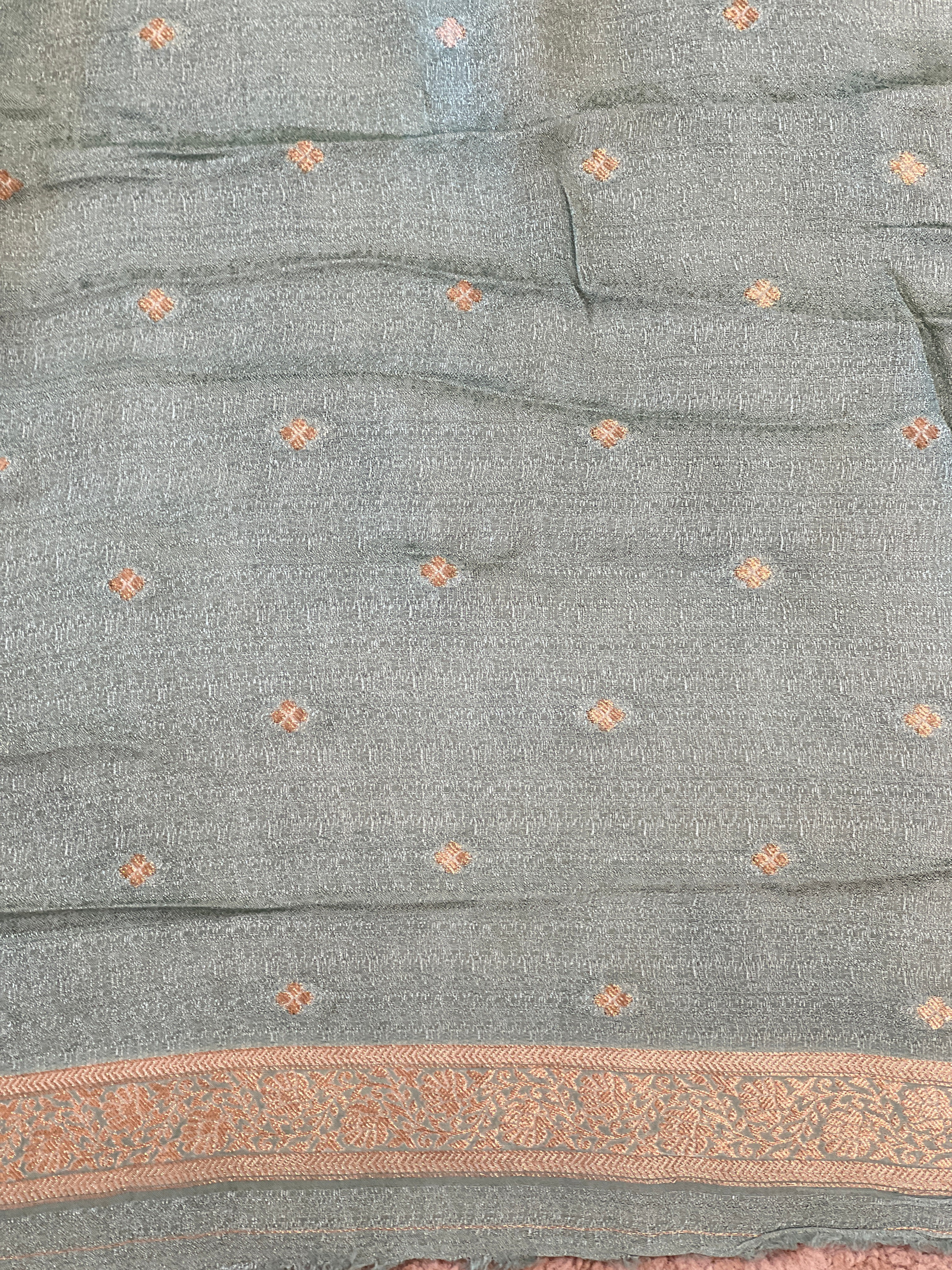 Embossed Woven Semi Crepe Saree | RS182