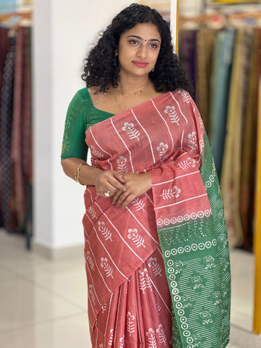 Printed Tussar Finish Saree | US215