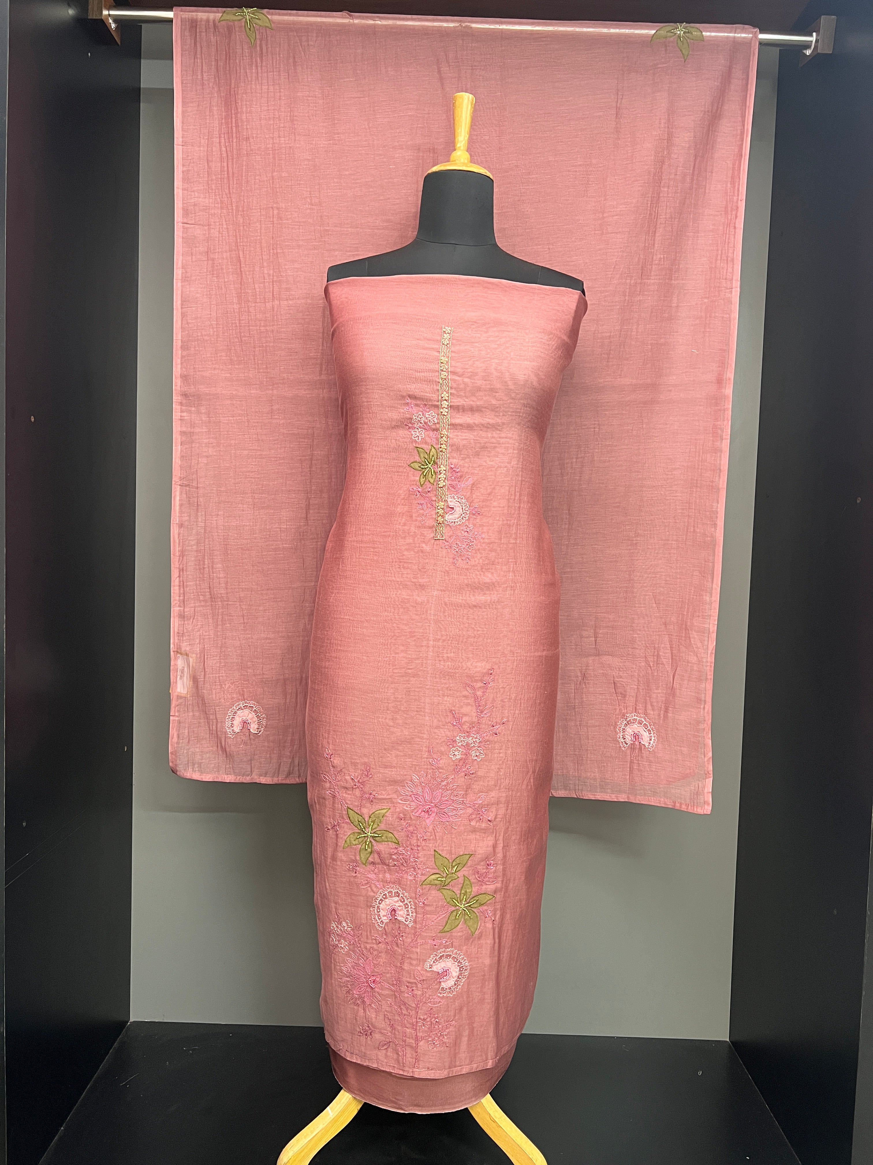 Machine Embroidery Detailed Chanderi Salwar Set | SGS152