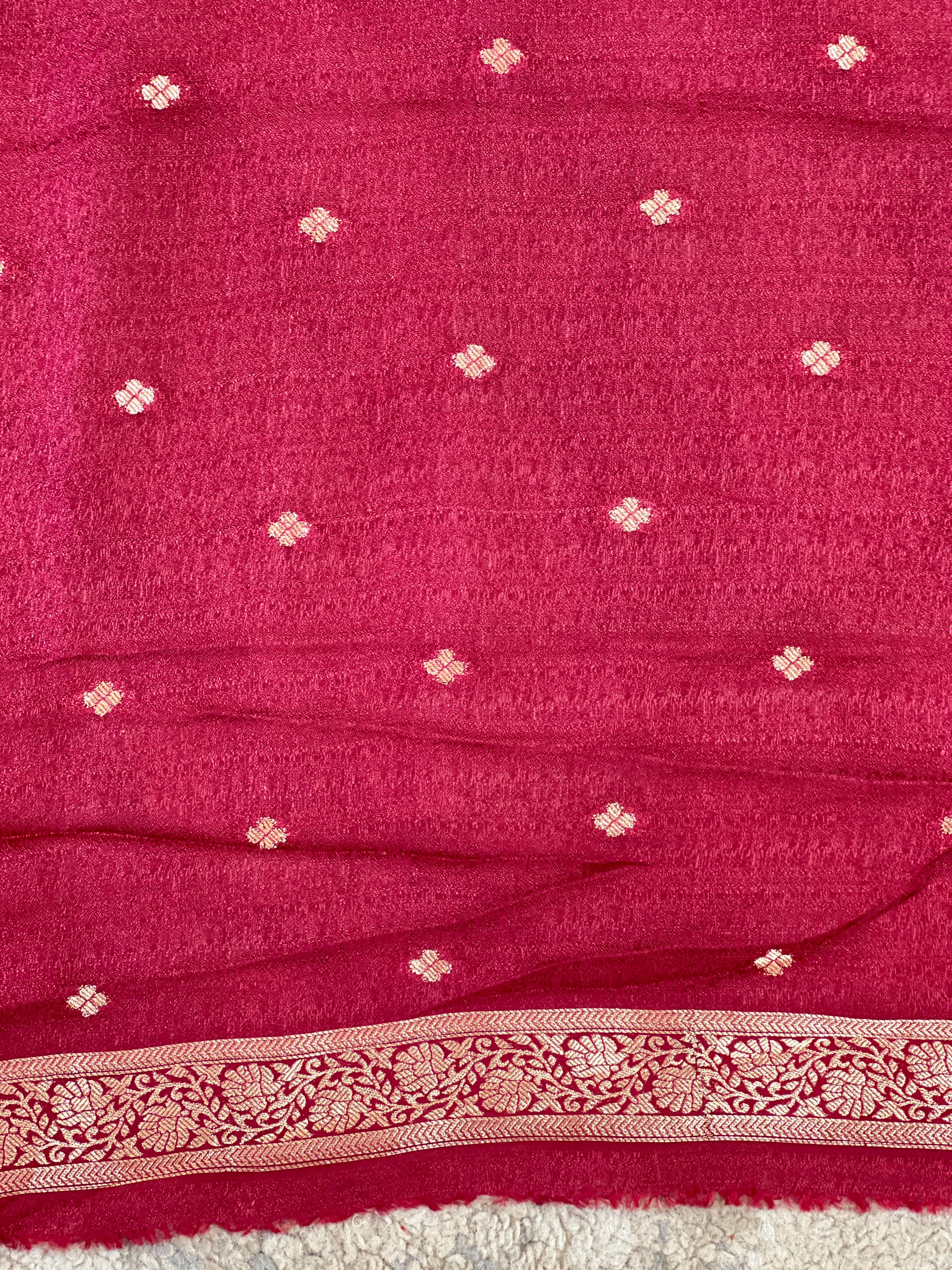 Embossed Woven Semi Crepe Saree | RS177
