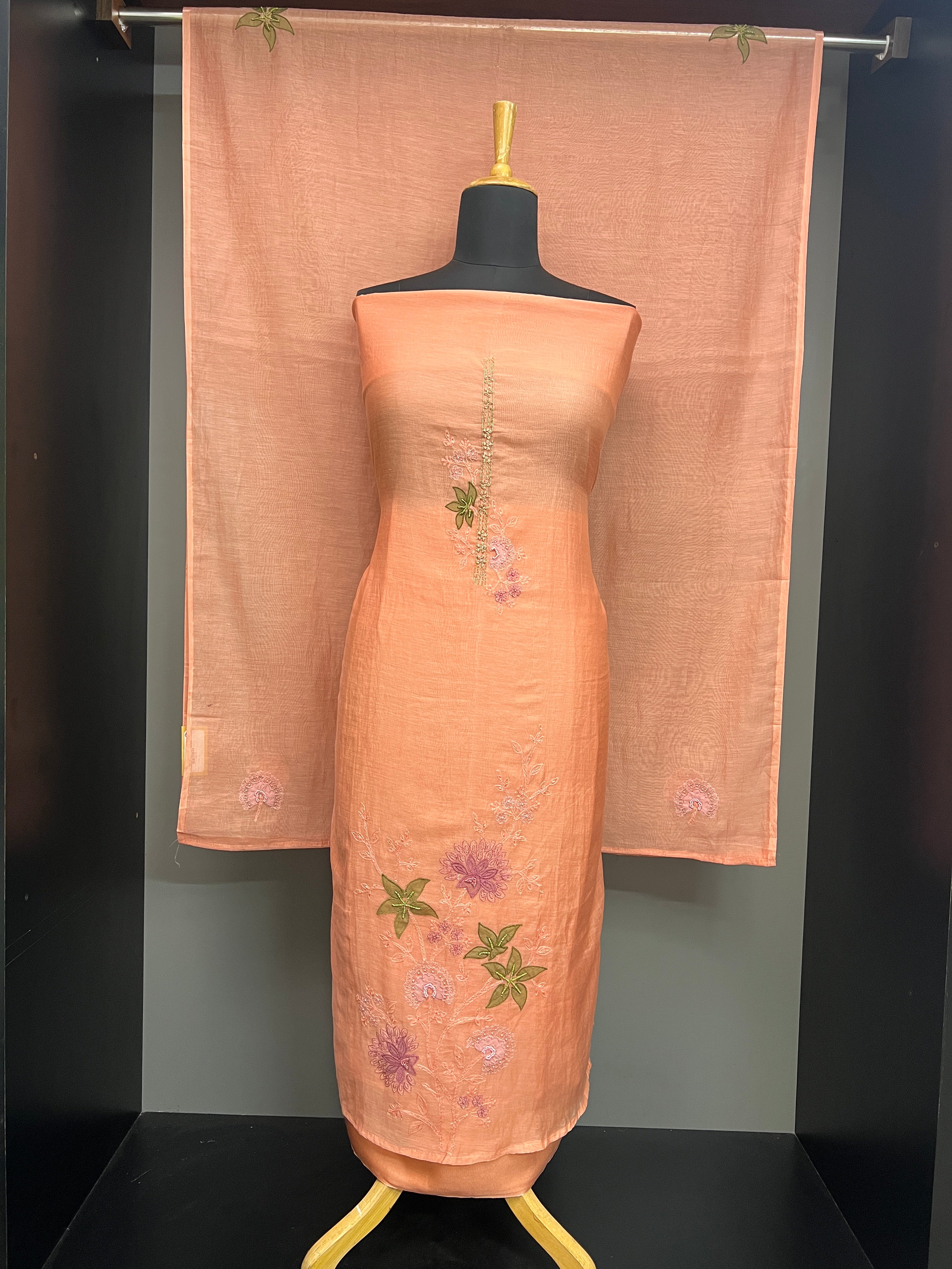 Machine Embroidery Detailed Chanderi Salwar Set | SGS154