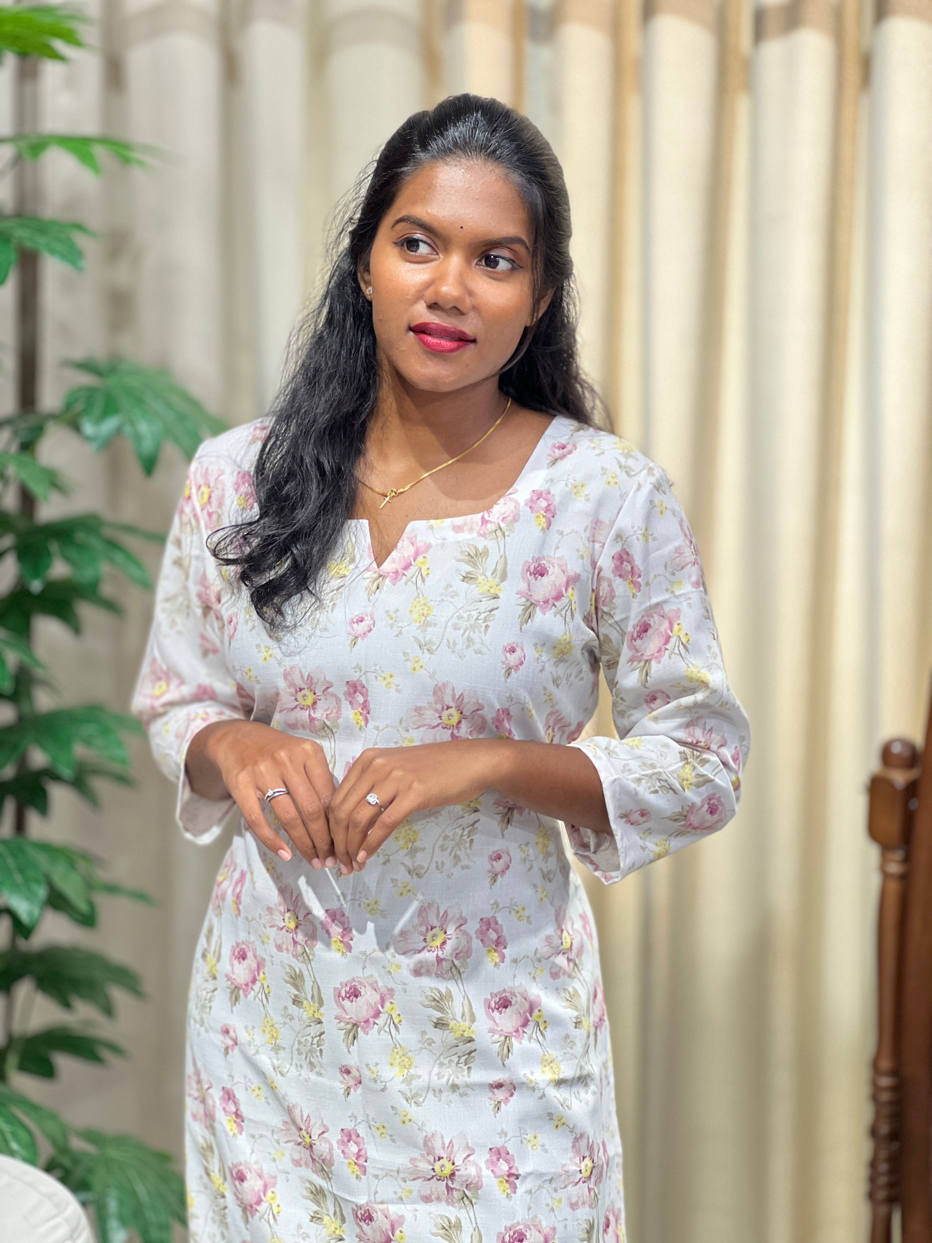 Floral Printed Cotton Kurta | DNT1127