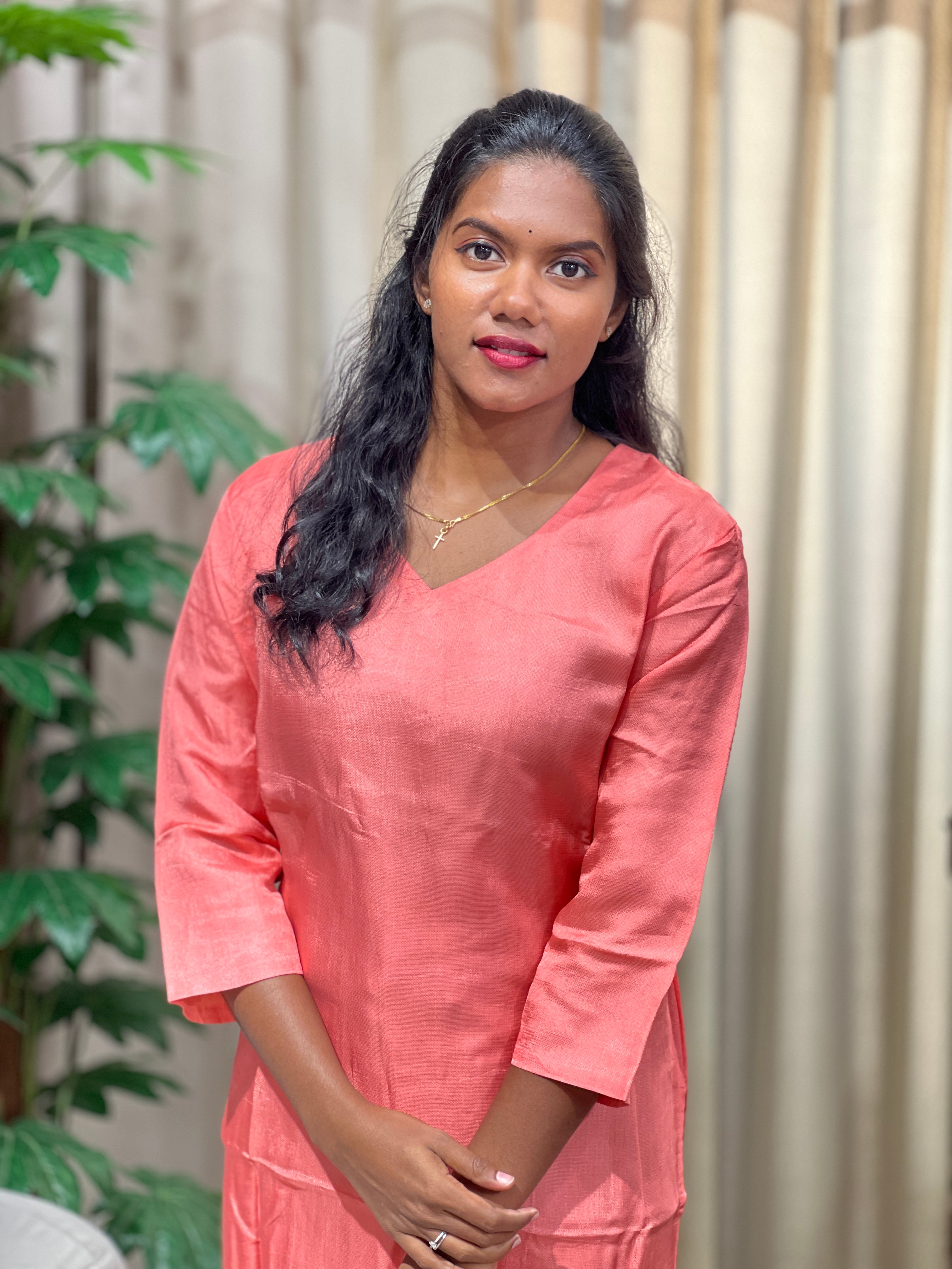 Floral Embroidered Cotton Kurta | DNT1115