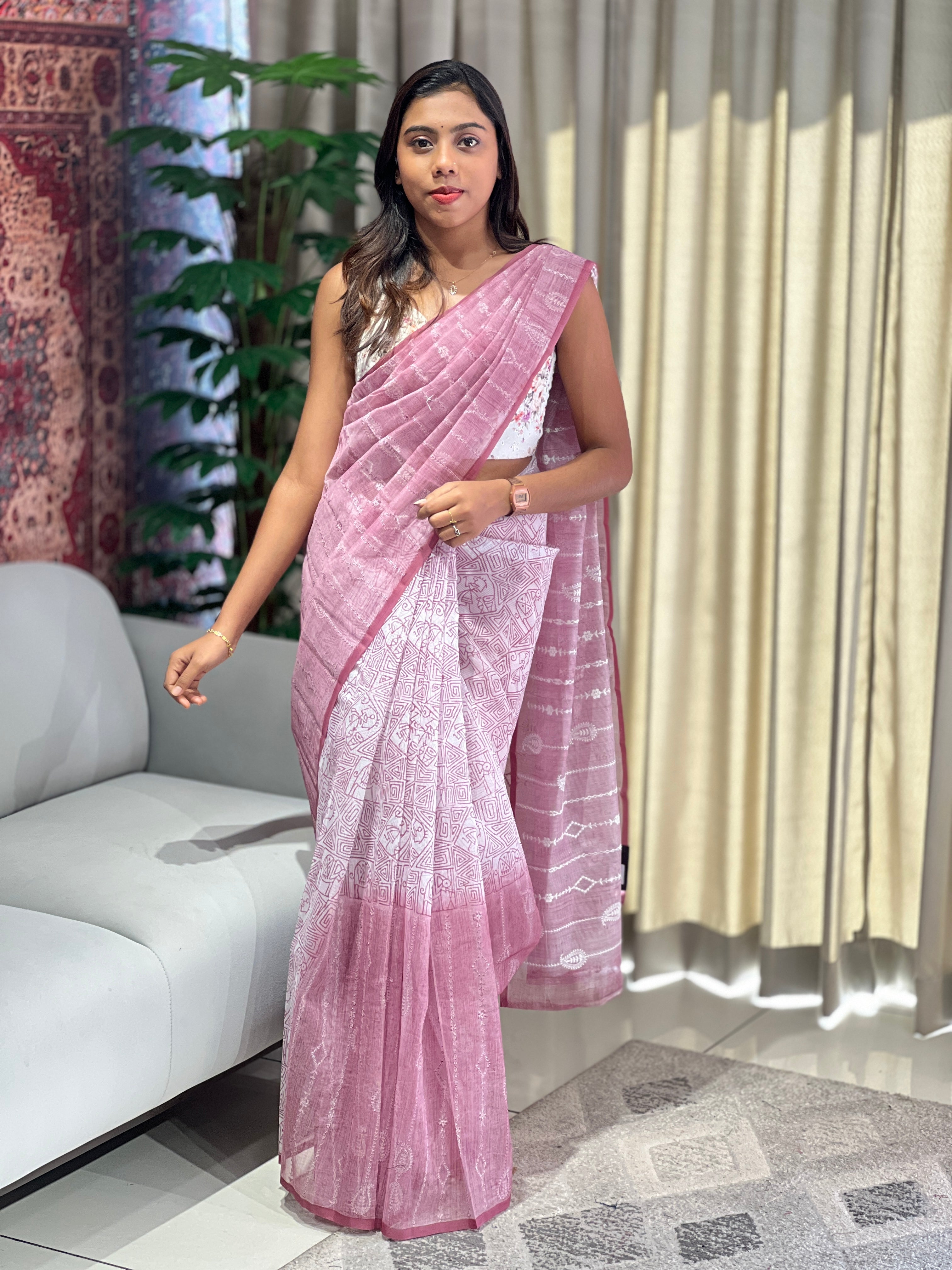 Print With Embroidery Detailed Kota Saree | YNG927