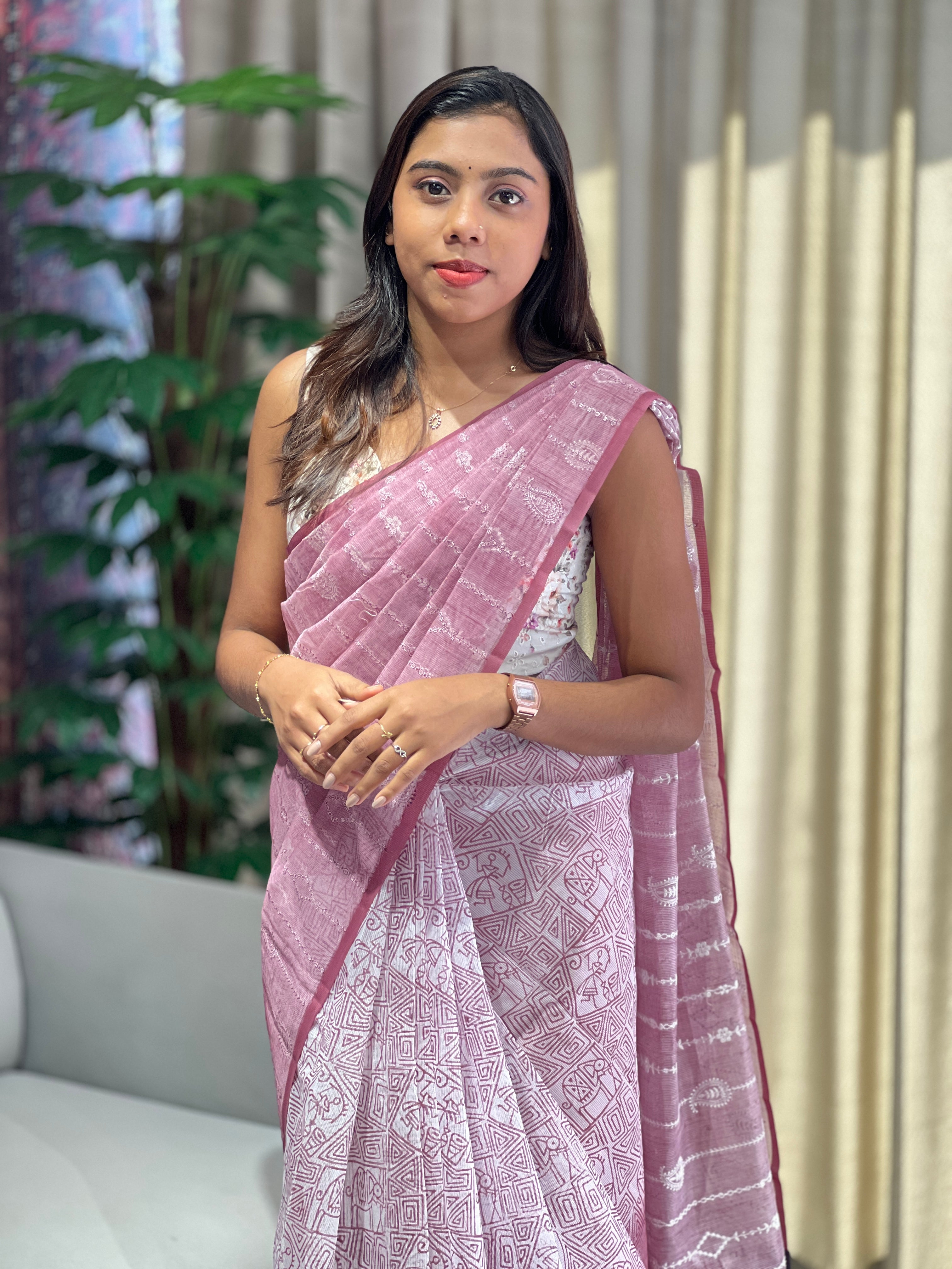 Print With Embroidery Detailed Kota Saree | YNG927