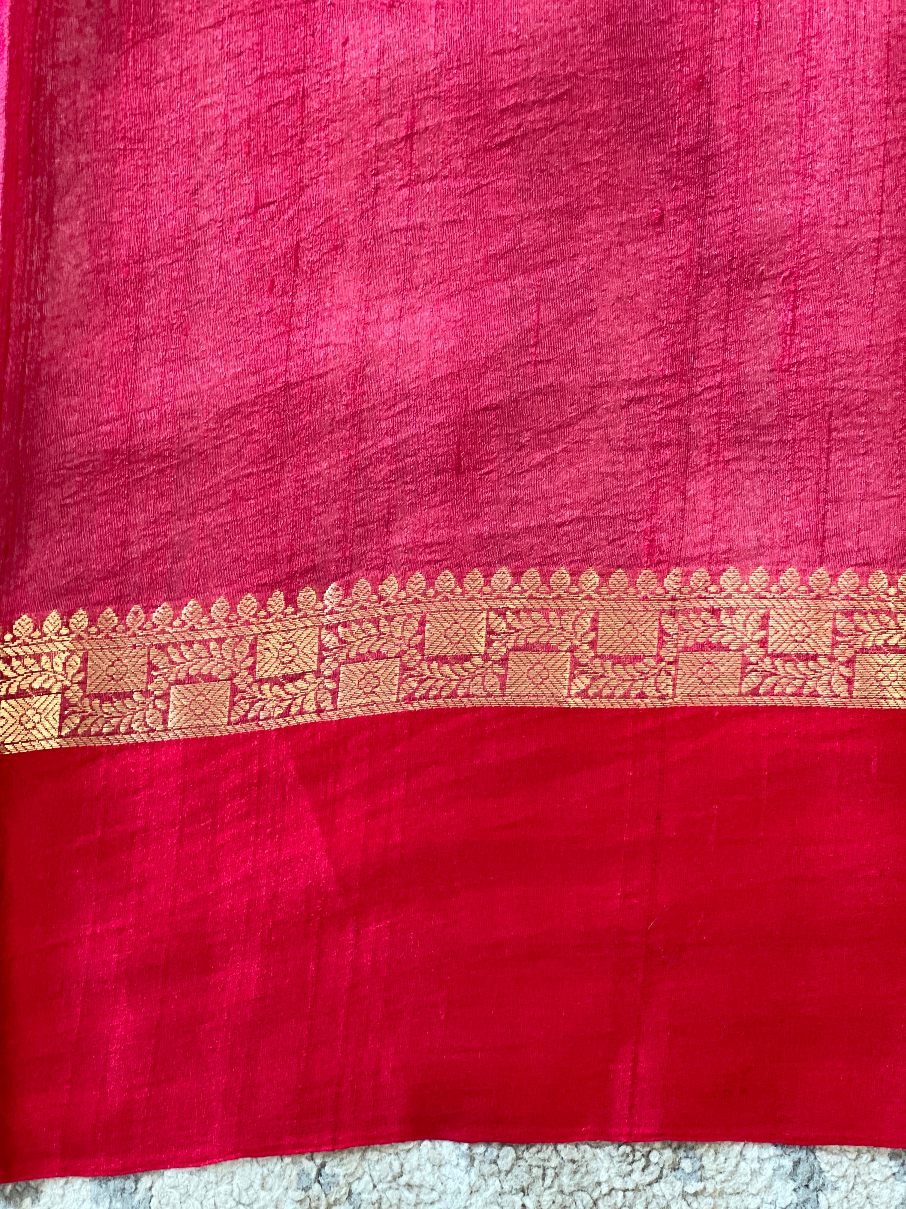 Buta Woven Satin Patta Bordered Tussar Saree | YNG1550