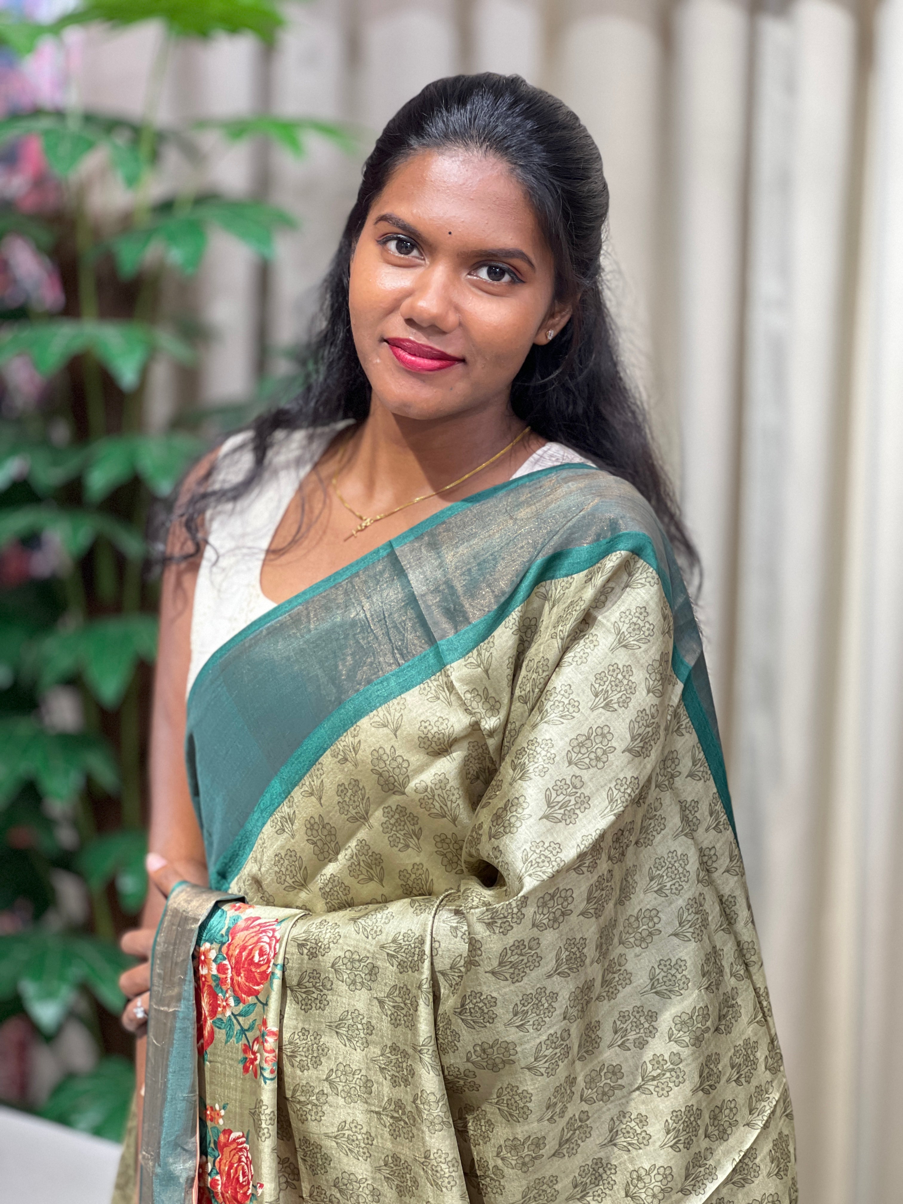 Floral Digital Printed Tussar Saree | NLM219