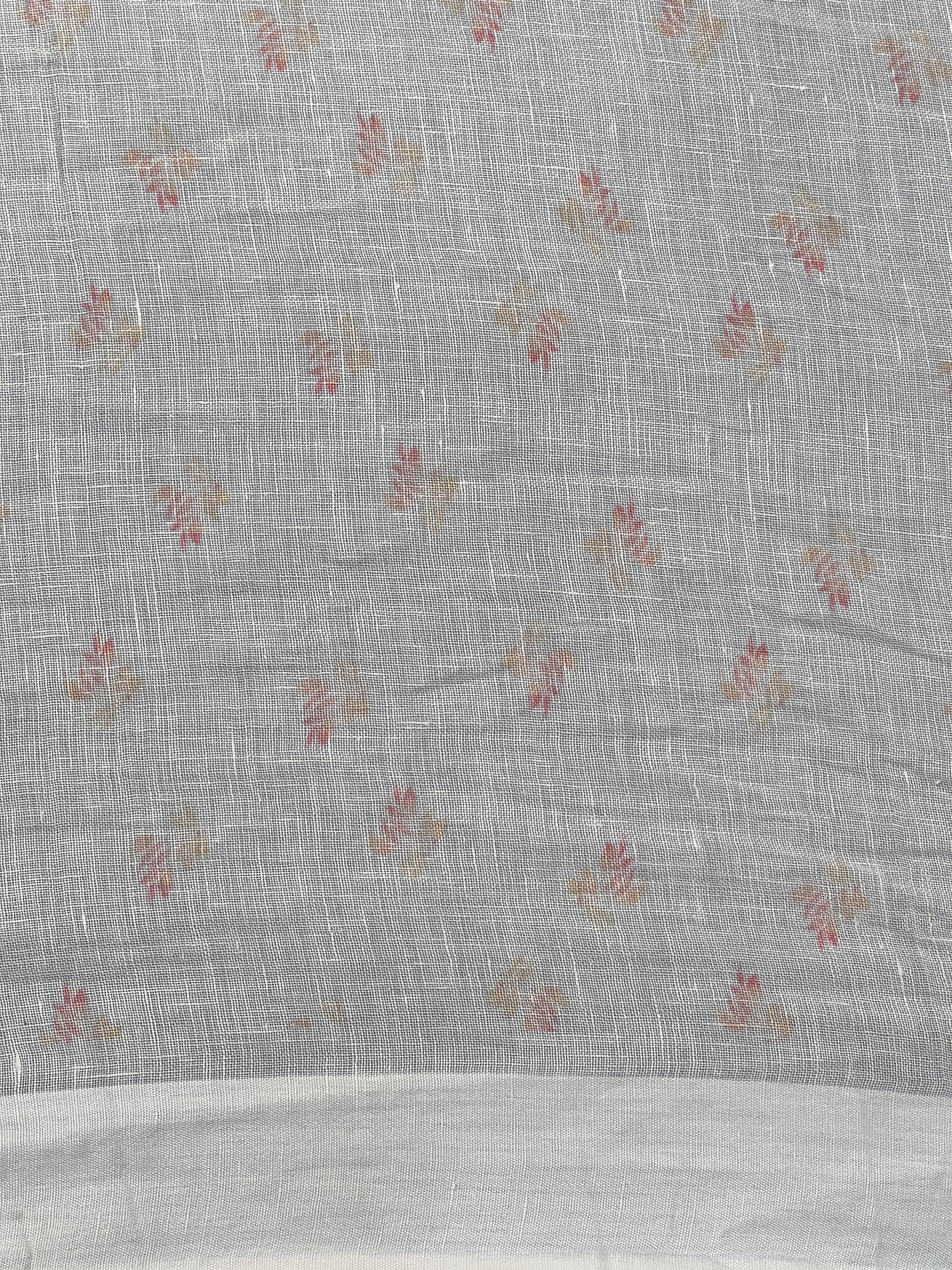 Floral Digital Print Detailed Linen Saree | MR405