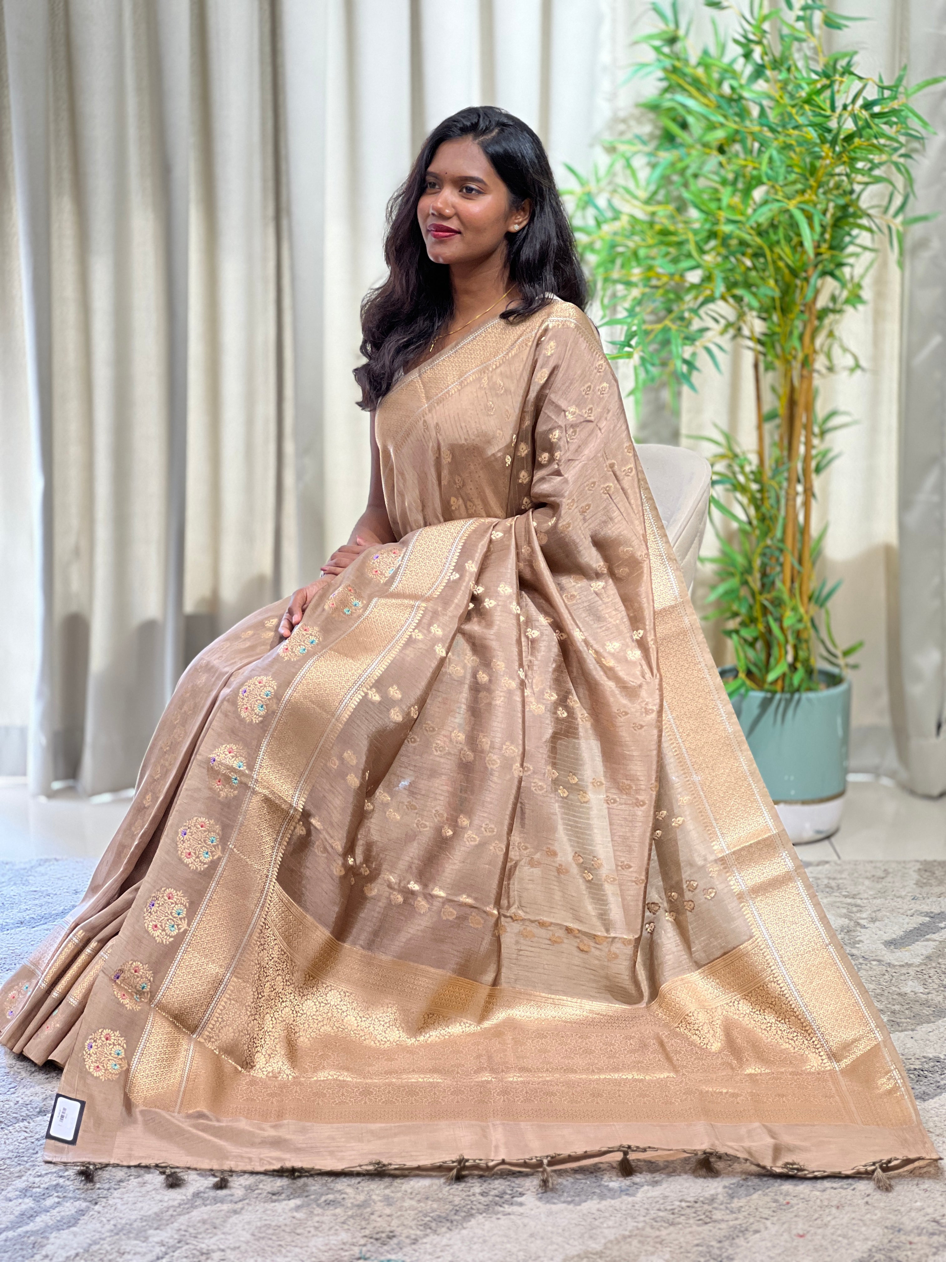 Meenakari Patterned Semi Tussar Saree | MB157