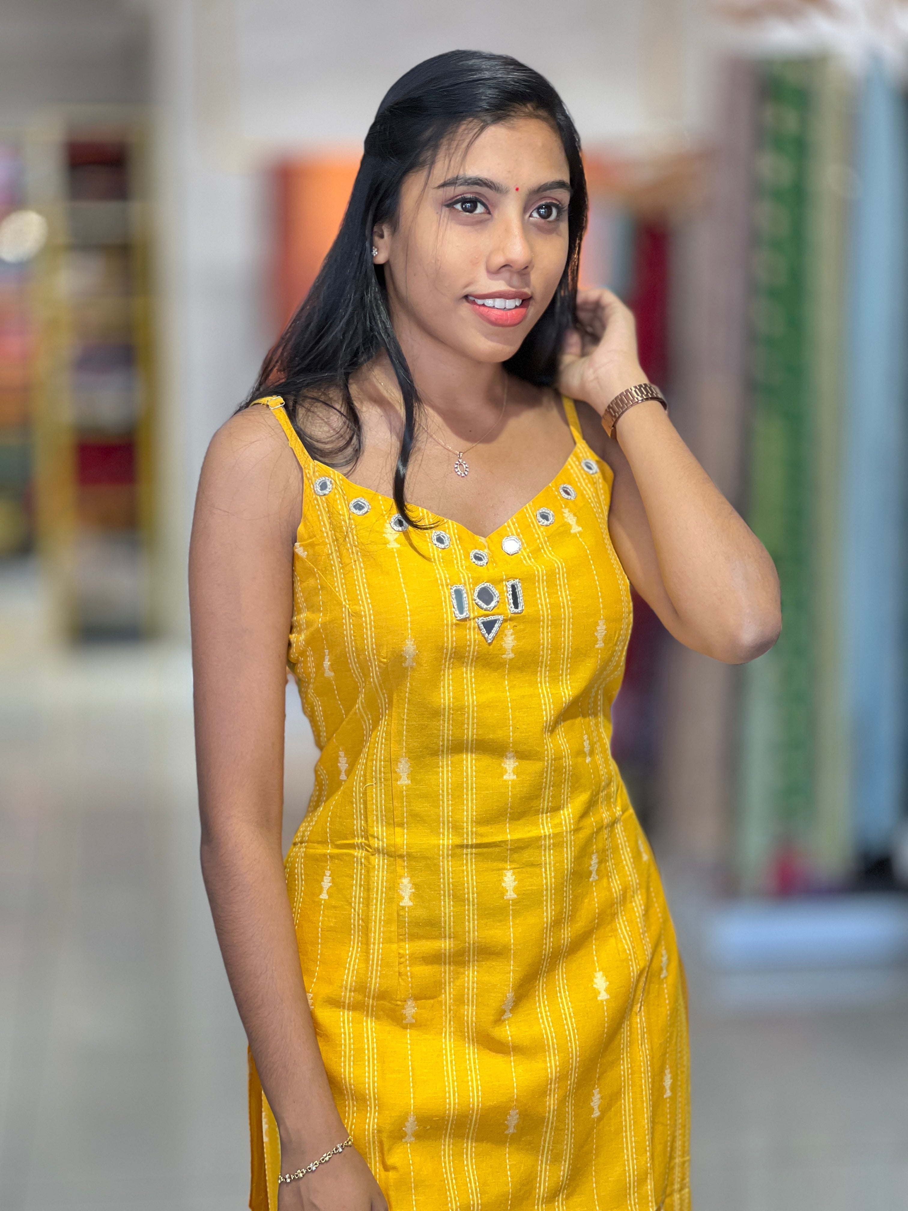 Kantha & Mirror Detailed South Cotton Kurta Top & Bottom | SJL148