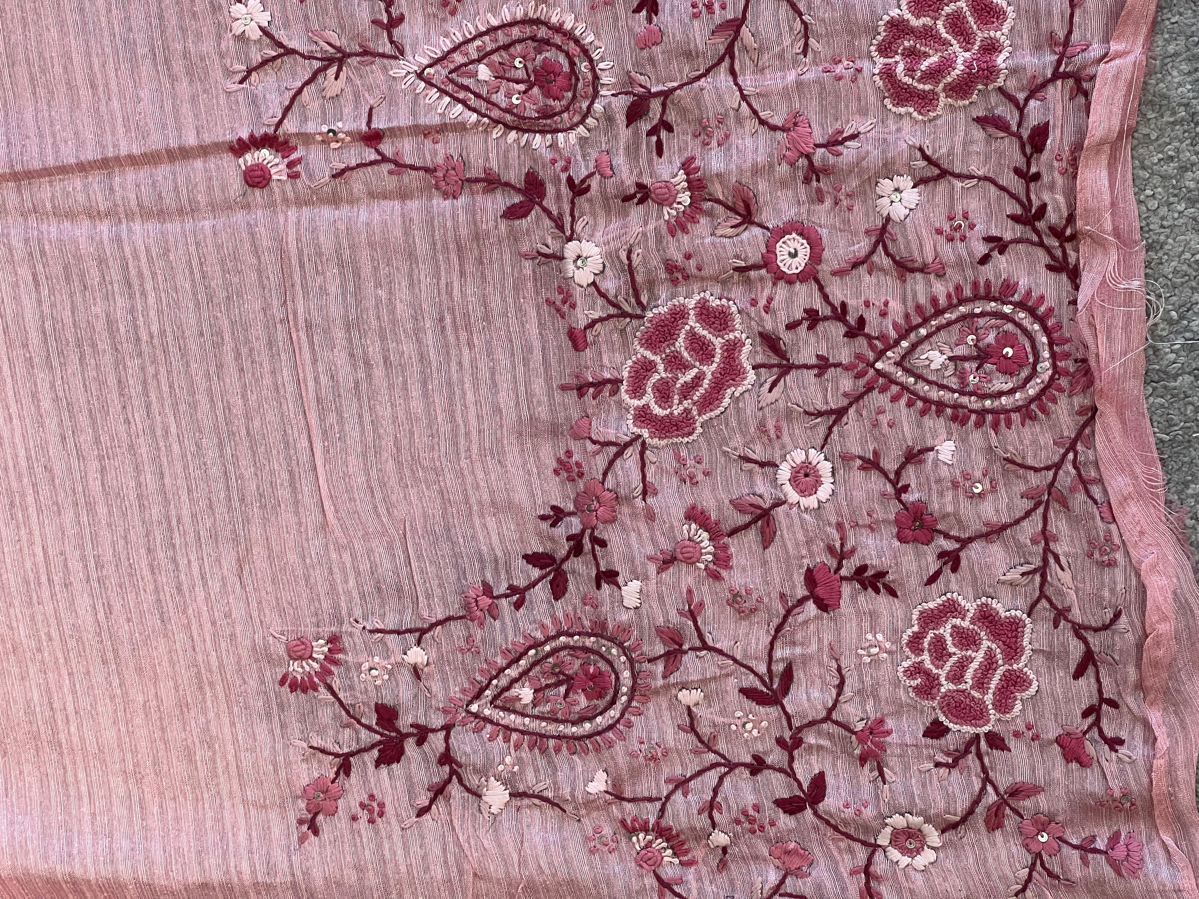 Floral Hand Embroidery Detailed Green Silk Saree | BLD1233