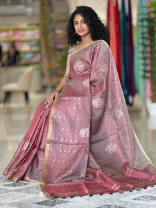 Basket Weaved Tissue Tussar Saree | RGD237