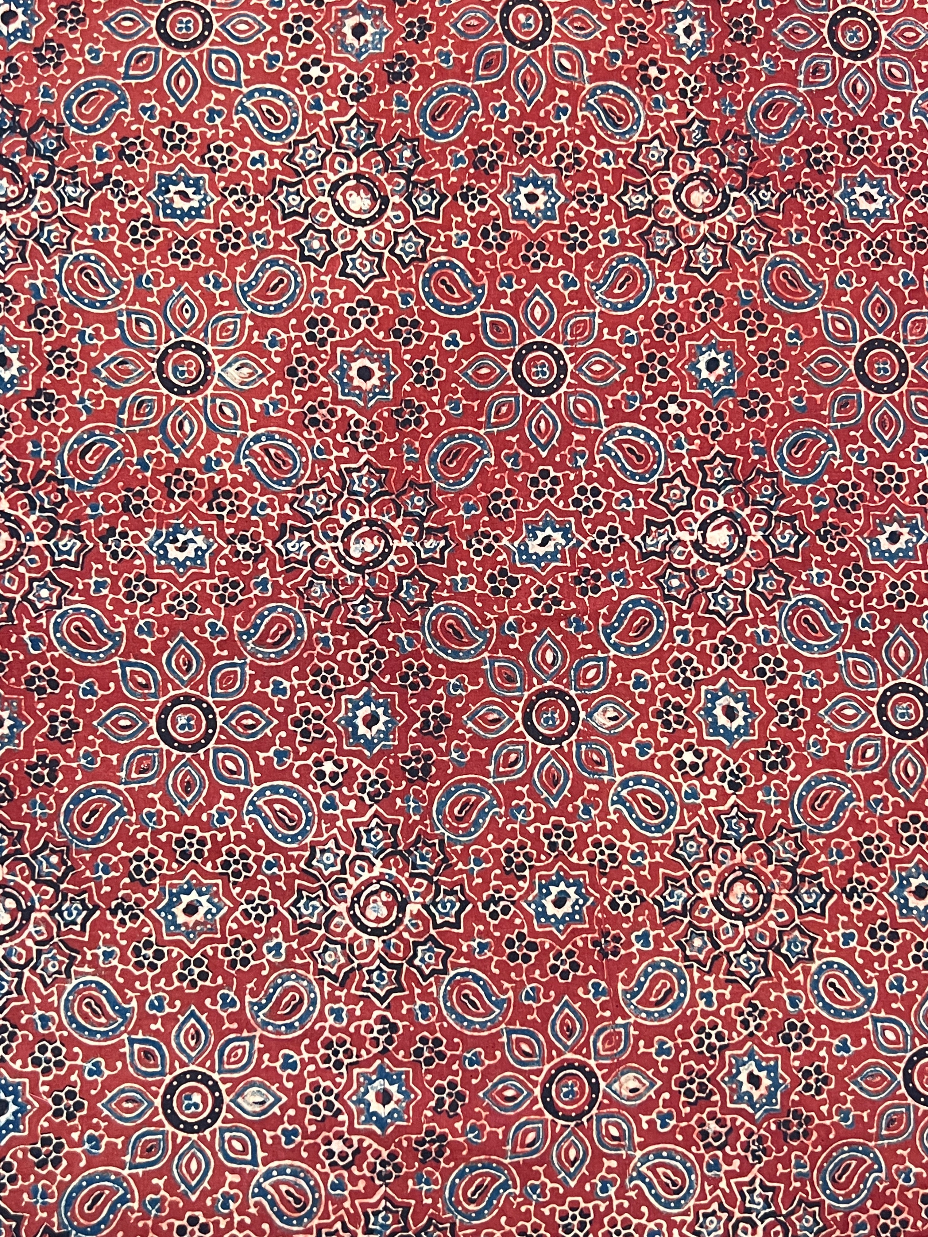Paisley Pattern Ajrak Hand Dyed Cotton Kurta Material | KA262