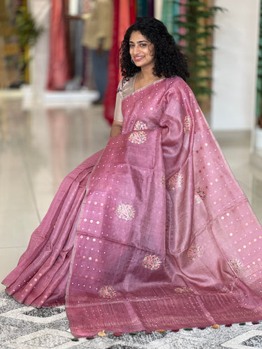 Basket Weaved Tissue Tussar Saree | RGD237