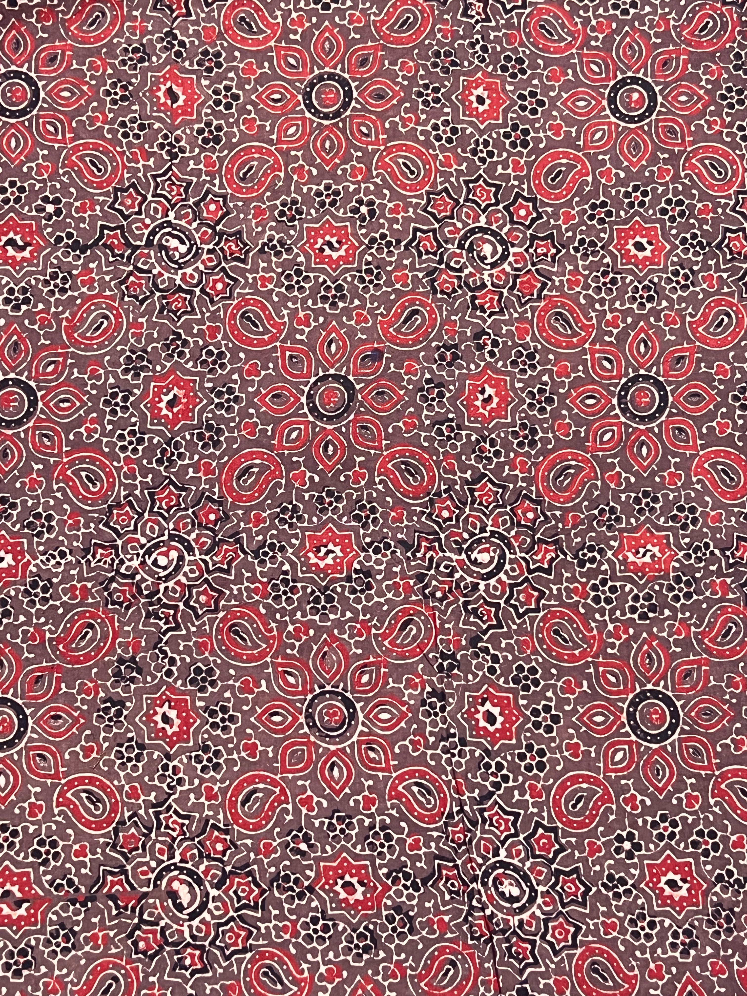 Paisley Pattern Ajrak Hand Dyed Cotton Kurta Material | KA262