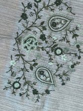Floral Hand Embroidery Detailed Green Silk Saree | BLD1238