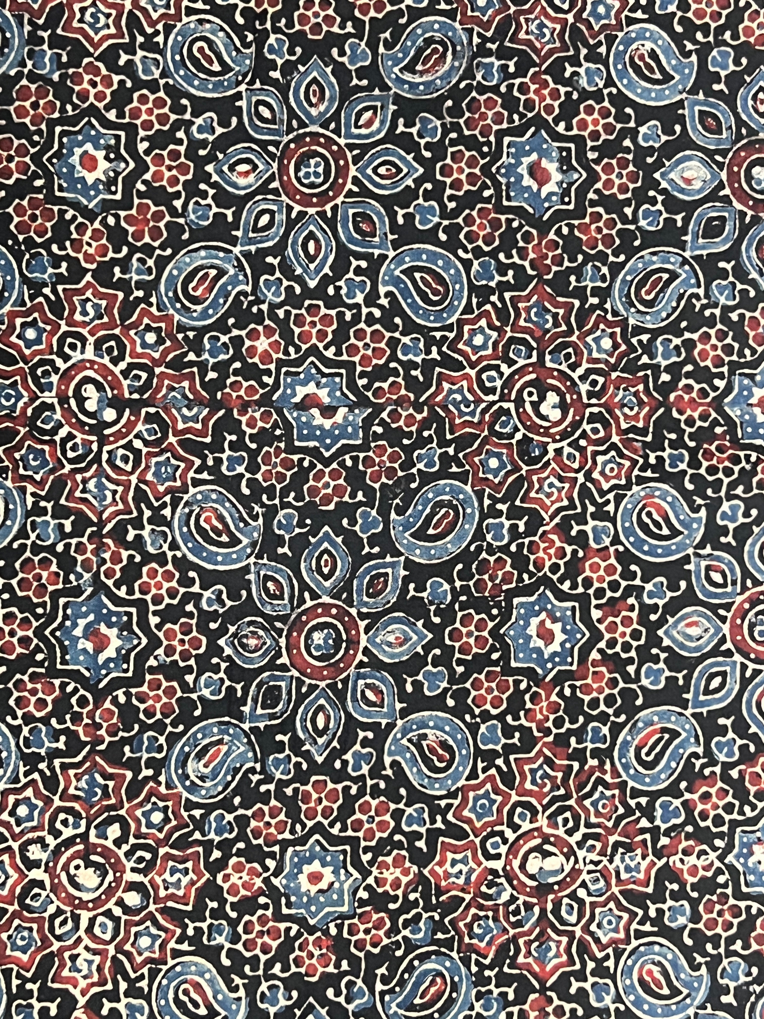 Paisley Pattern Ajrak Hand Dyed Cotton Kurta Material | KA262