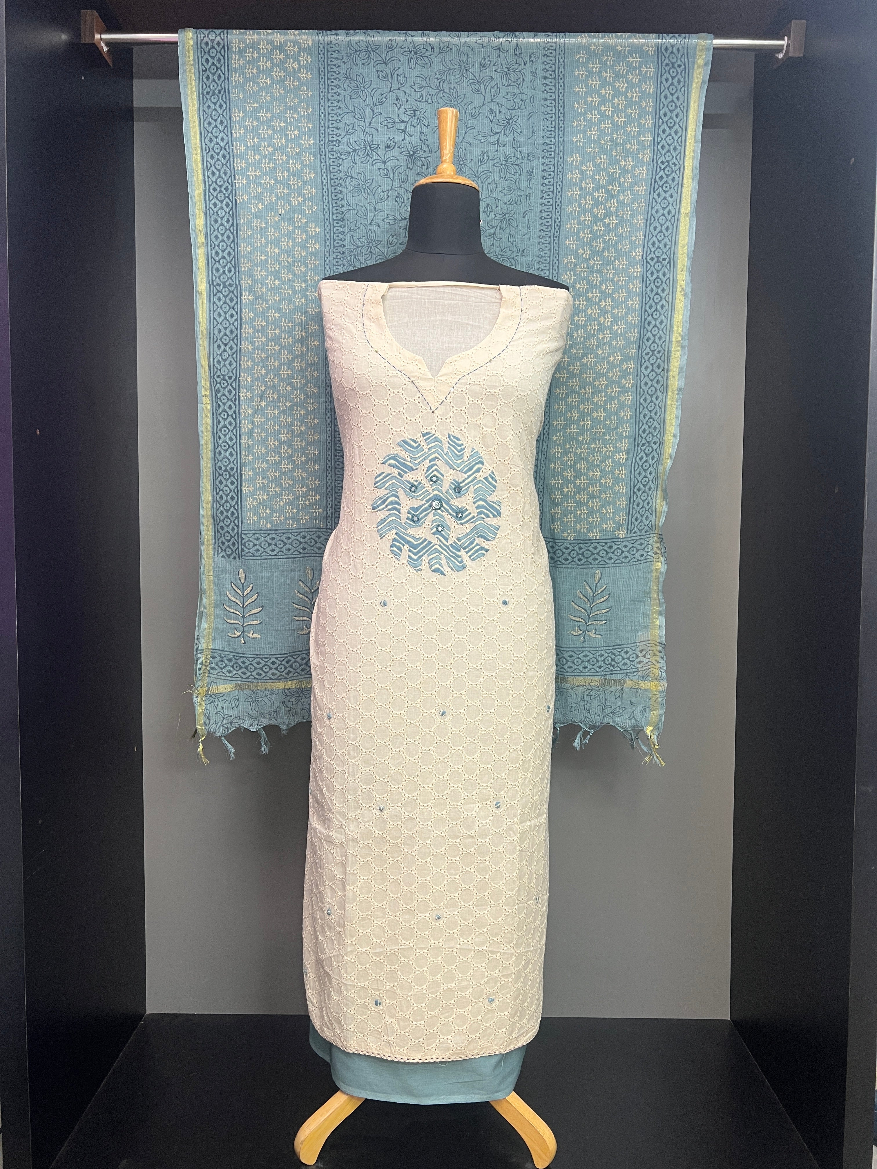 Hakoba Patterned Semi Stitched Cotton Salwar Set | SW2377