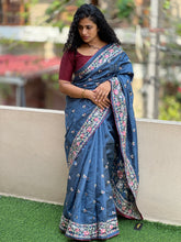 Floral Embroidery Tussar Finish Saree | BLD234