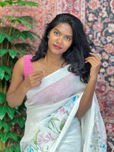 Floral Digital Print Detailed Linen Saree | MR401