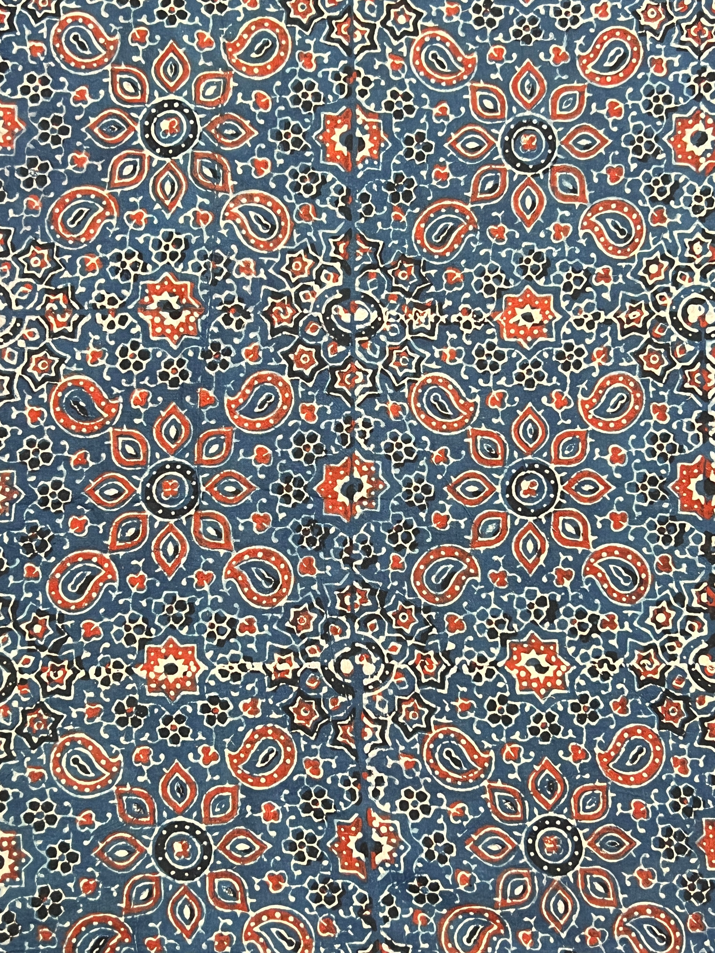 Paisley Pattern Ajrak Hand Dyed Cotton Kurta Material | KA262
