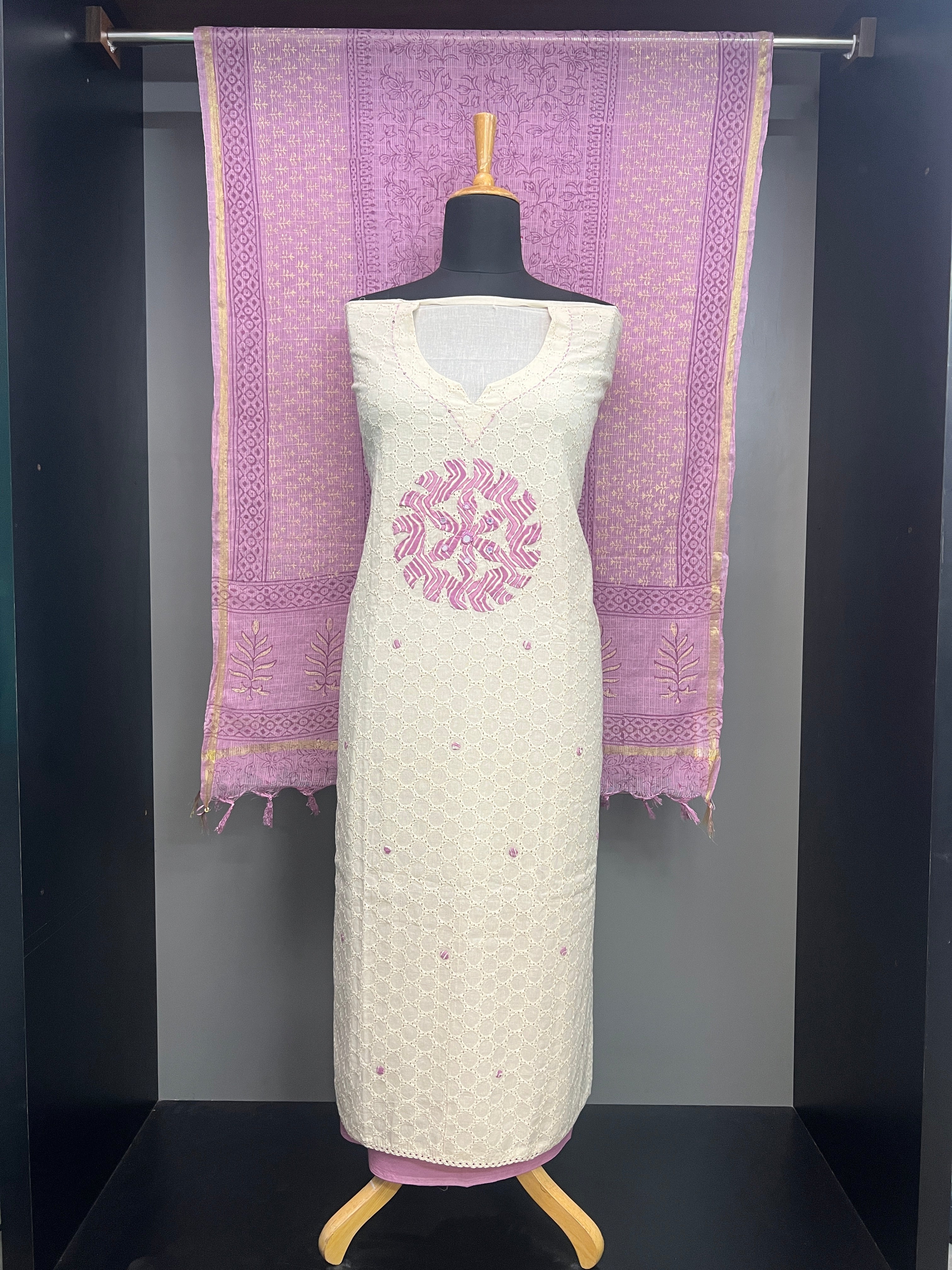 Hakoba Patterned Semi Stitched Cotton Salwar Set | SW2376