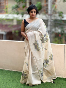 Floral  Weaving Pattern Cotton Blended Saree | BLD239