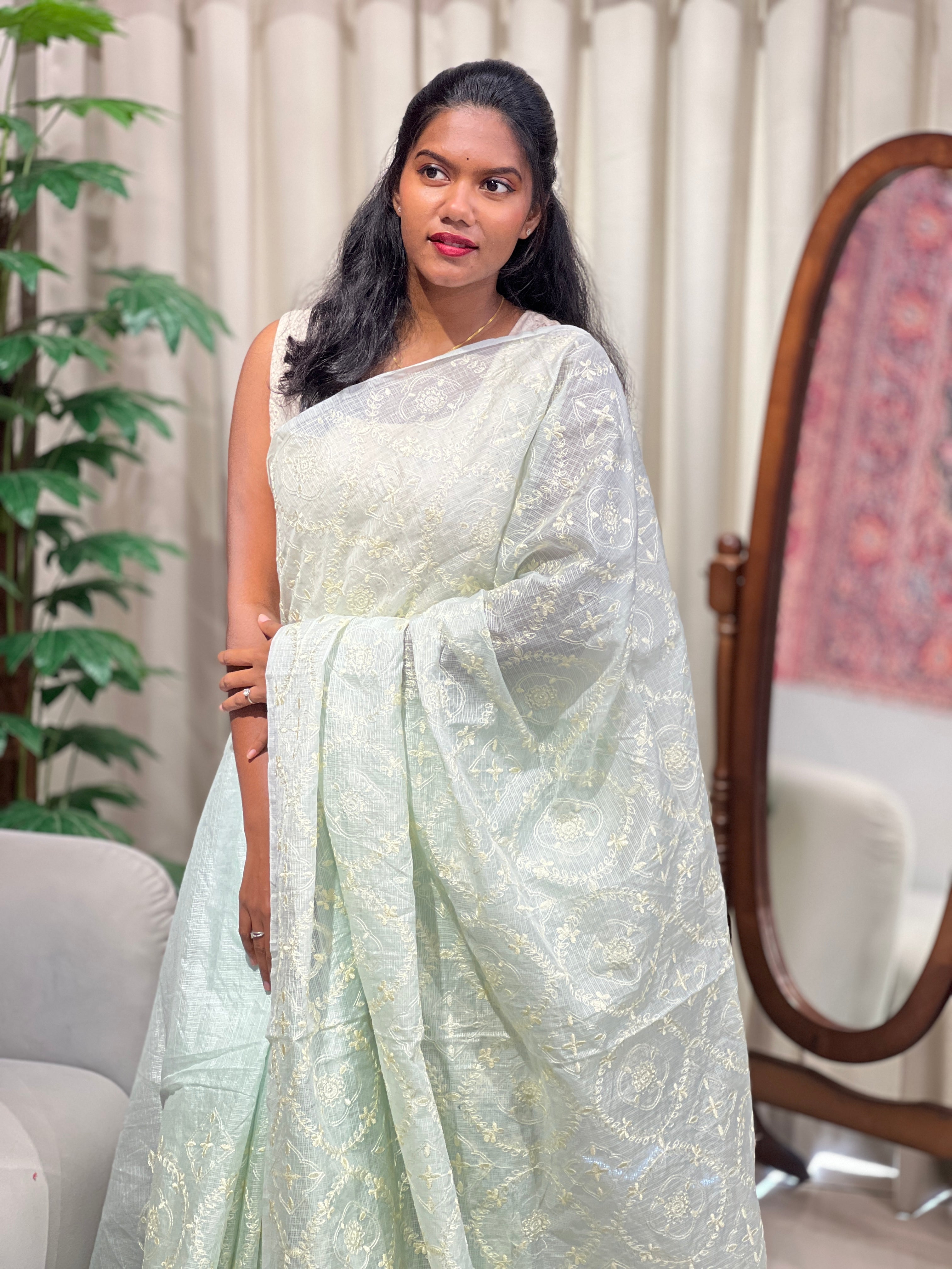 Machine Embroidery Silky Kota Saree | PKS194