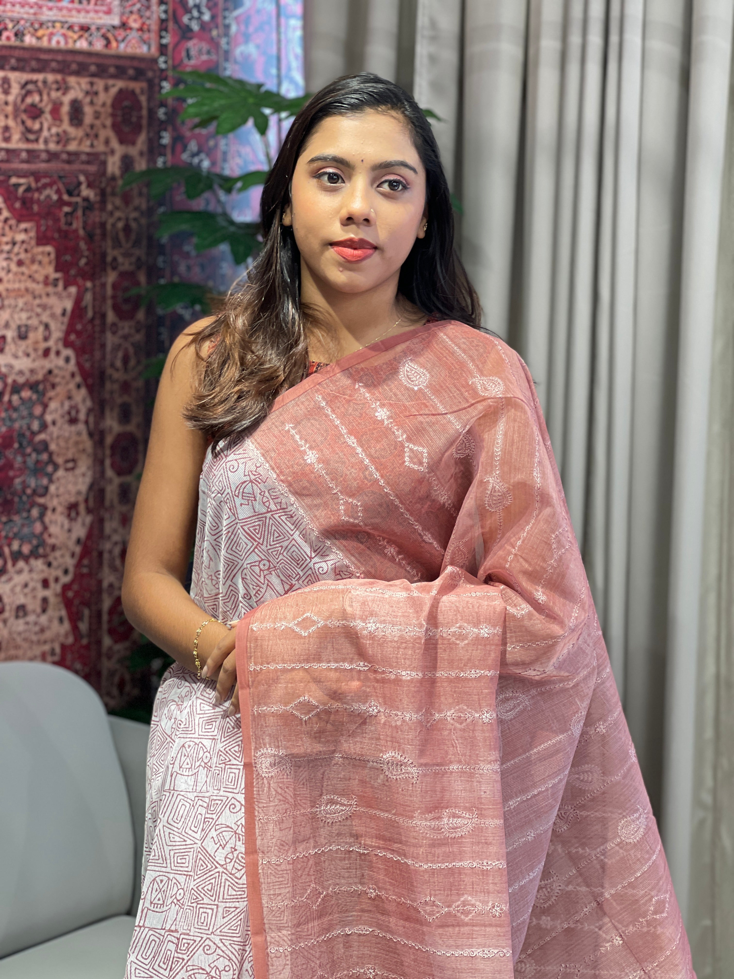 Print With Embroidery Detailed Kota Saree | YNG928